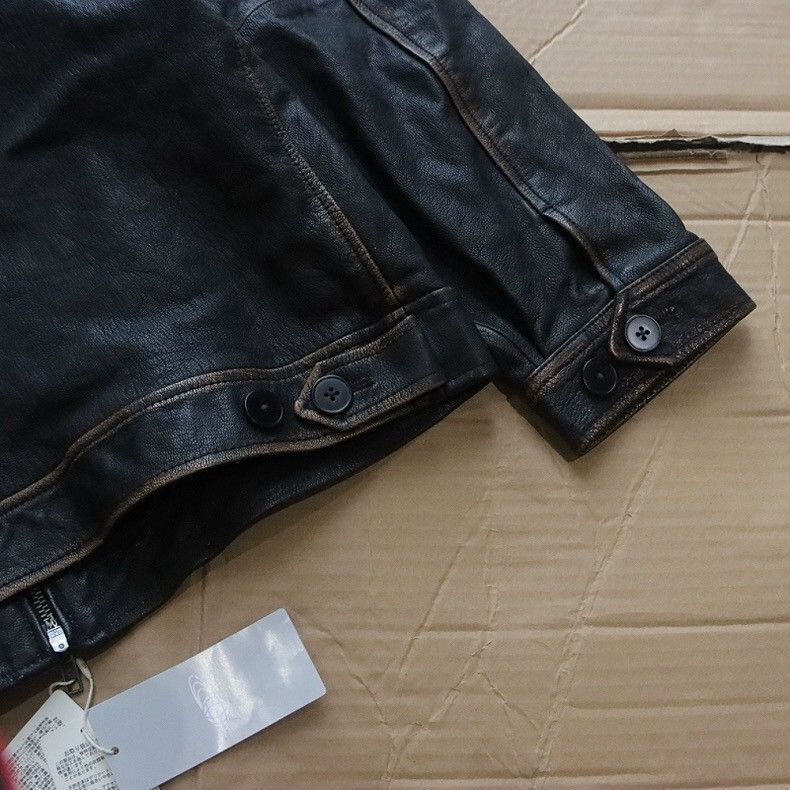 Beams Plus Beams Distressed leather zip jacket Size US L / EU 52-54 / 3 - 11 Thumbnail