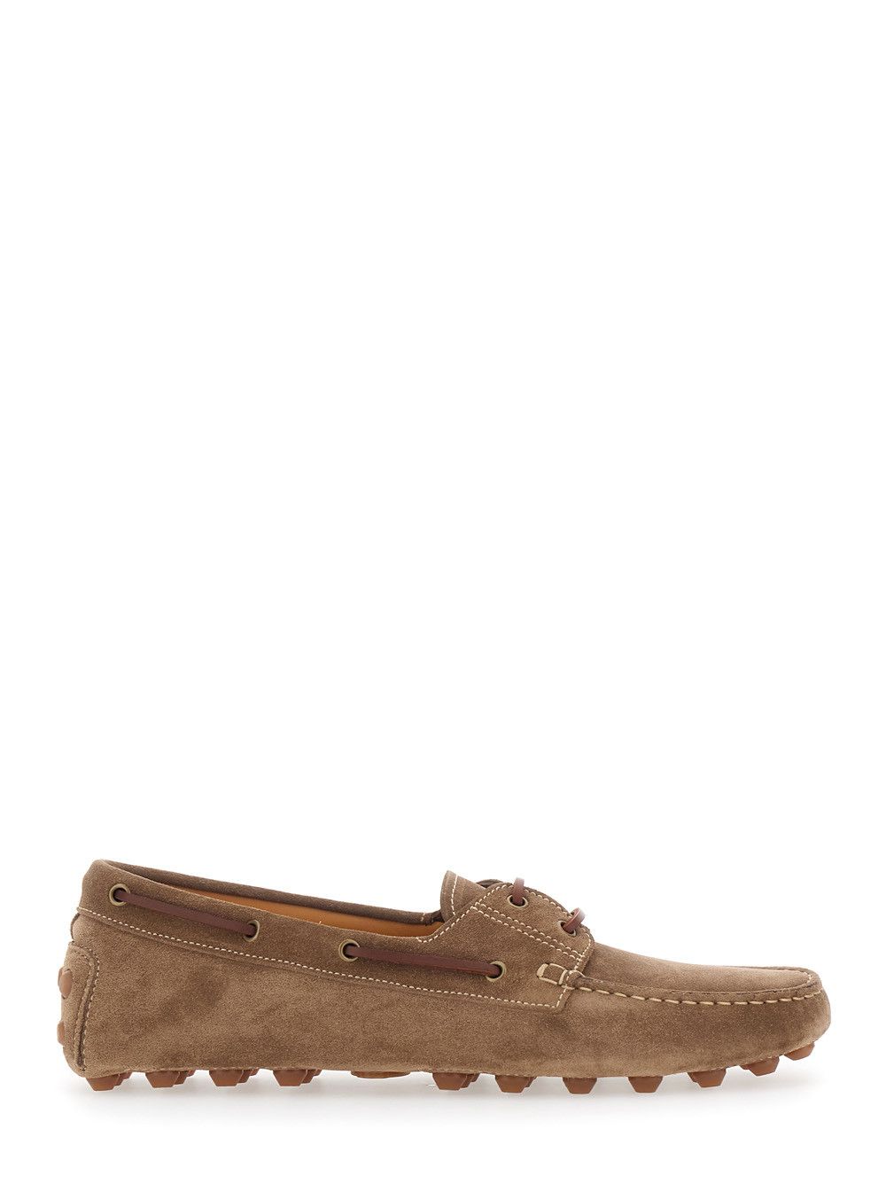 Tod's Loafers 'Bubble Gommino' with Contrast Stitching in Brown Suede for Men Size US 10.5 / EU 43-44 - 1 Thumbnail