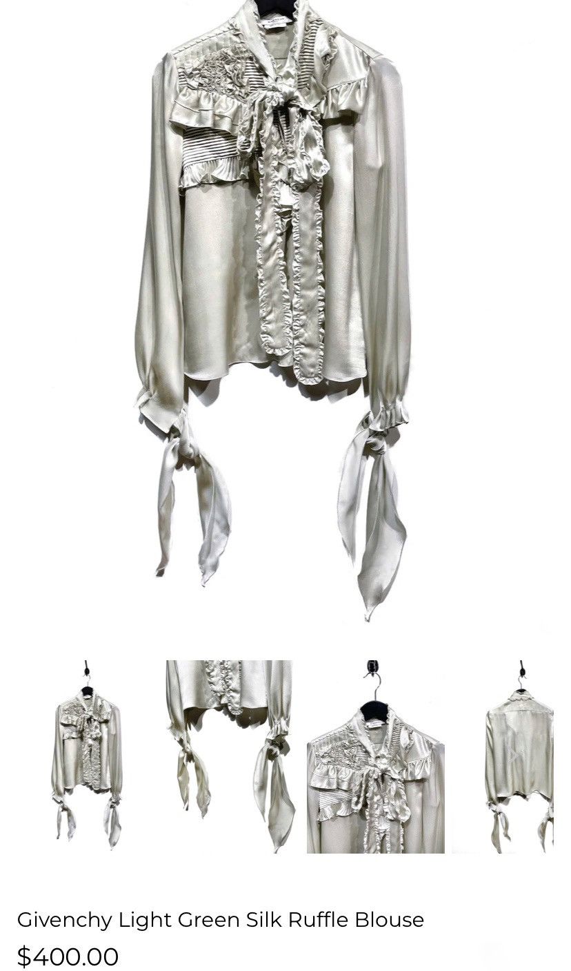 Givenchy Women's Givenchy Deep Neckline Ruffle Trim Longsleeve Blouse Size M / US 6-8 / IT 42-44 - 16 Thumbnail