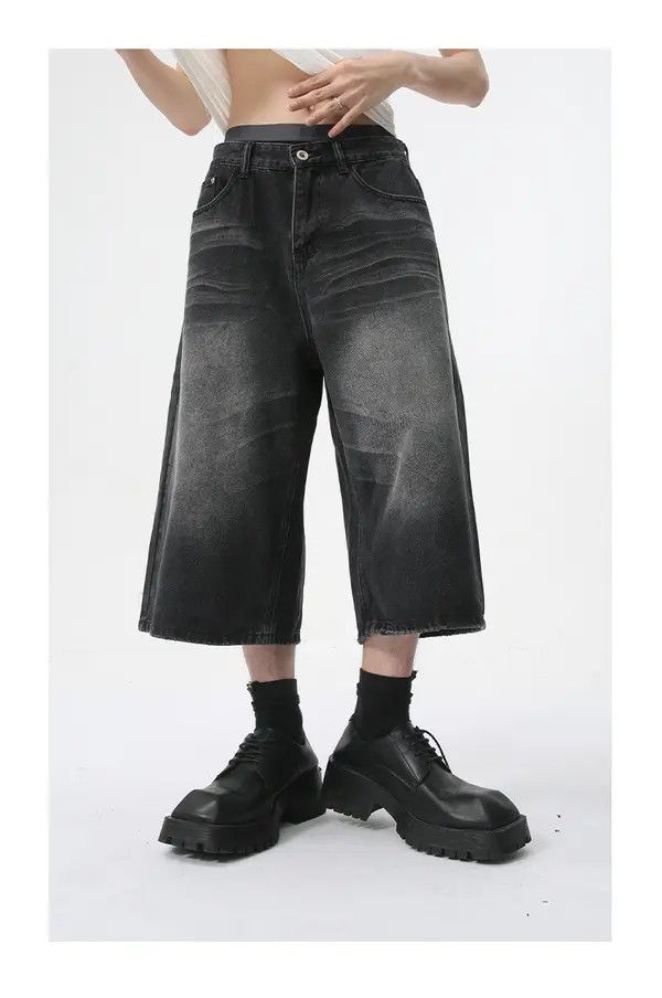 Japanese Brand American high street wide-leg washed denim shorts Size US 32 / EU 48 - 1 Thumbnail