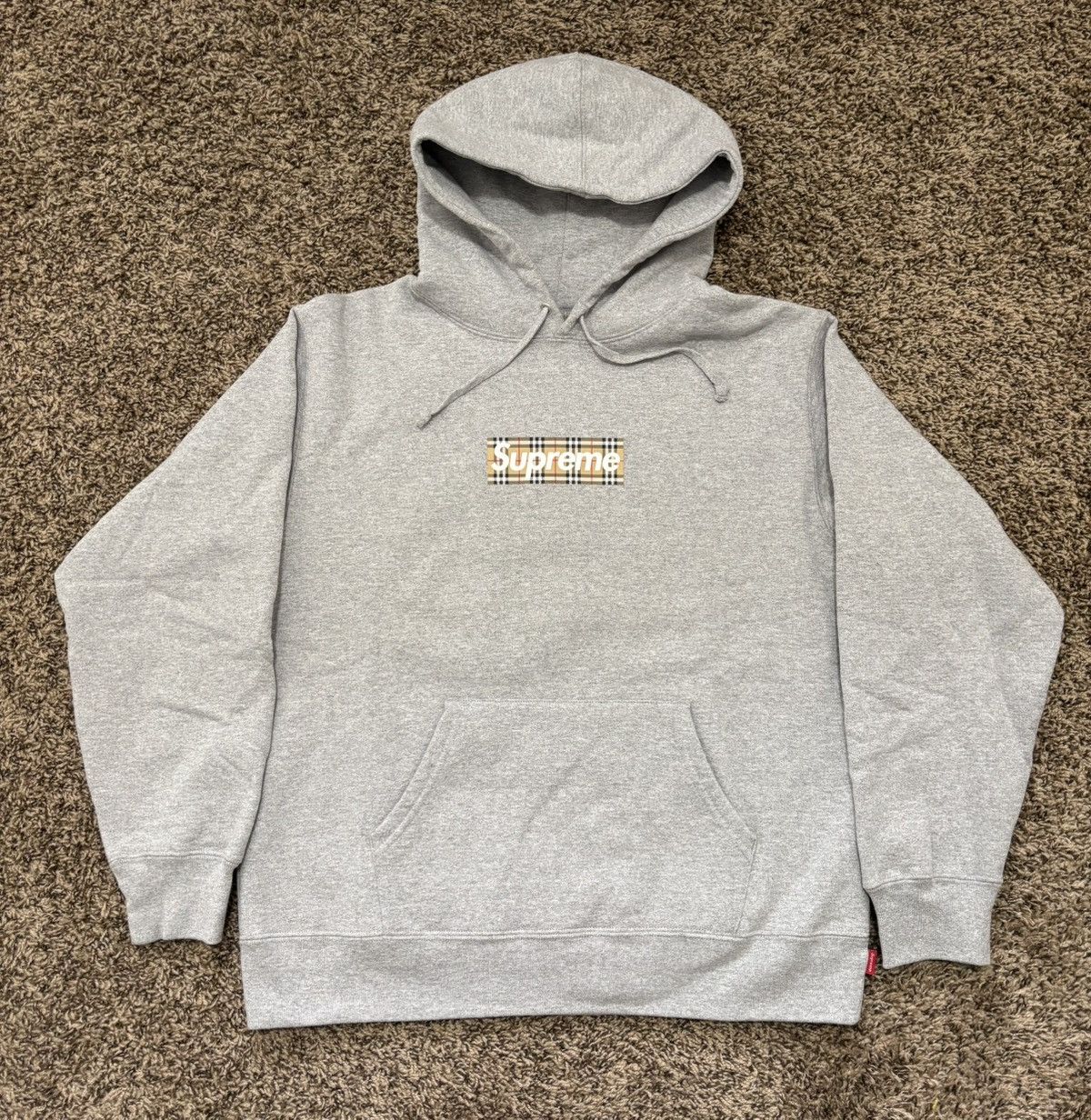 Supreme Supreme Big Logo Jacquard Hooded Sweatshirt Grey Red size