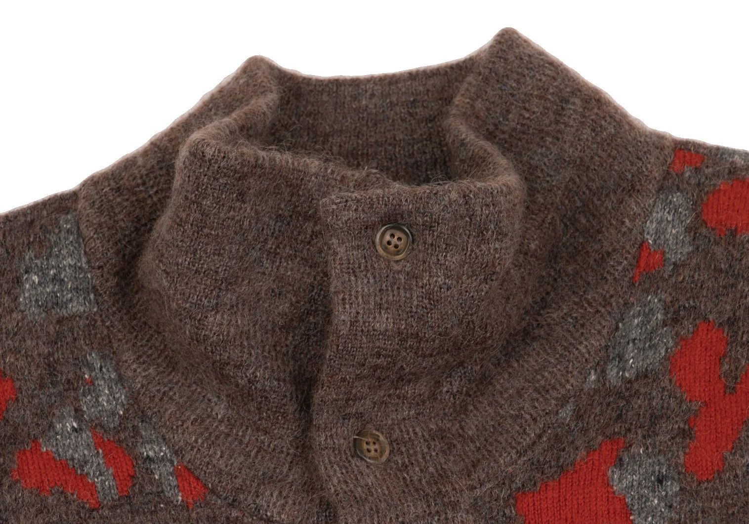 Issey Miyake Silk Blend Wool Jacquard Knit Jacket in Brown and Red Size US M / EU 48-50 / 2 - 3 Thumbnail
