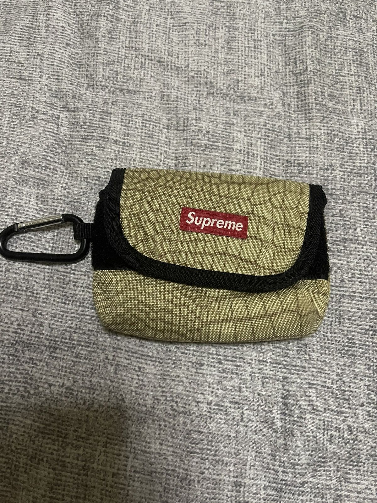image of Supreme 2013 Vintage Tan Croc Sneakskin Camera Pouch Bag in Yellow, Men's