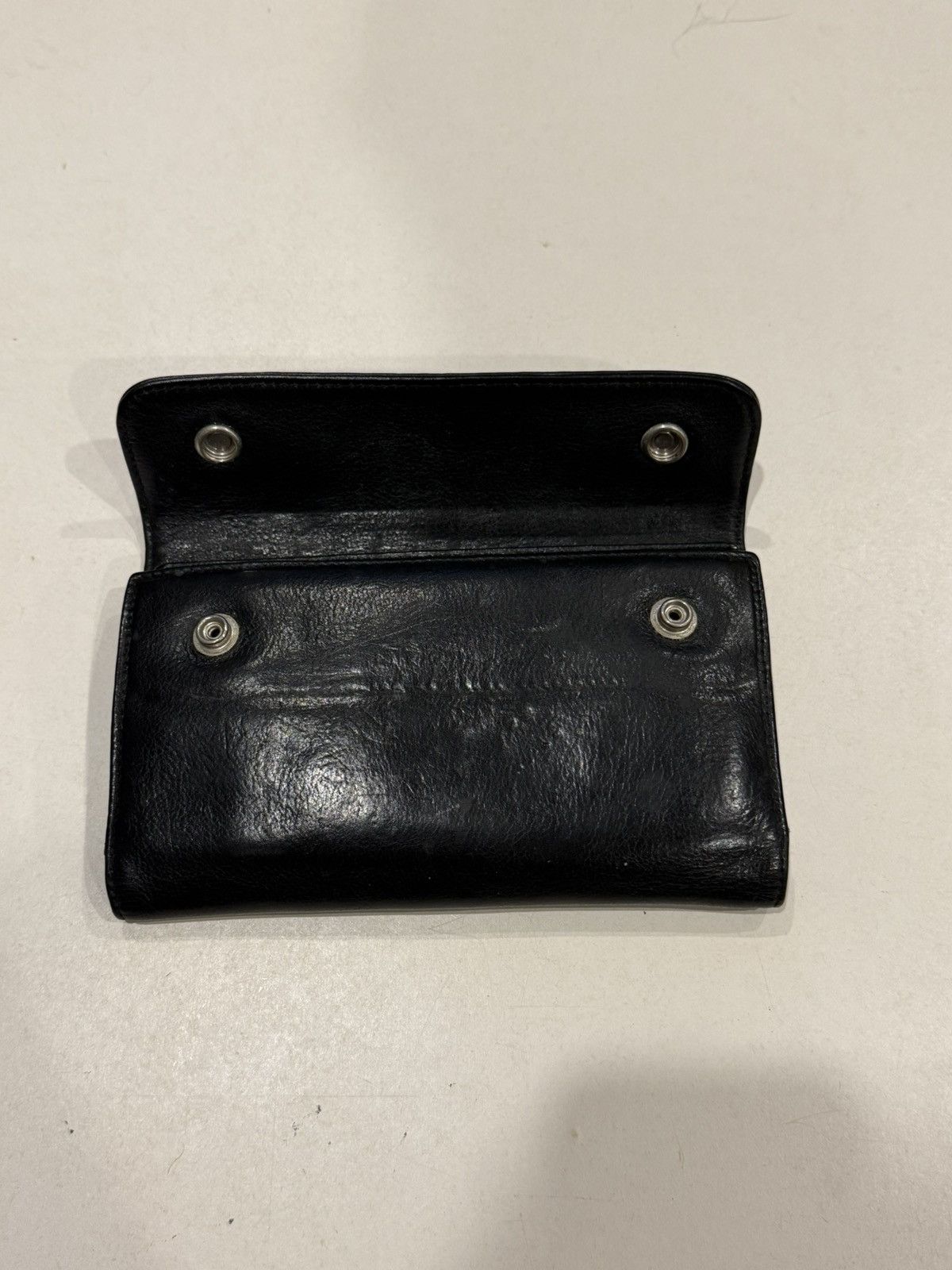 Chrome Hearts Chrome Hearts Black Leather Wave Wallet Silver Cross Balls Size ONE SIZE - 10 Thumbnail