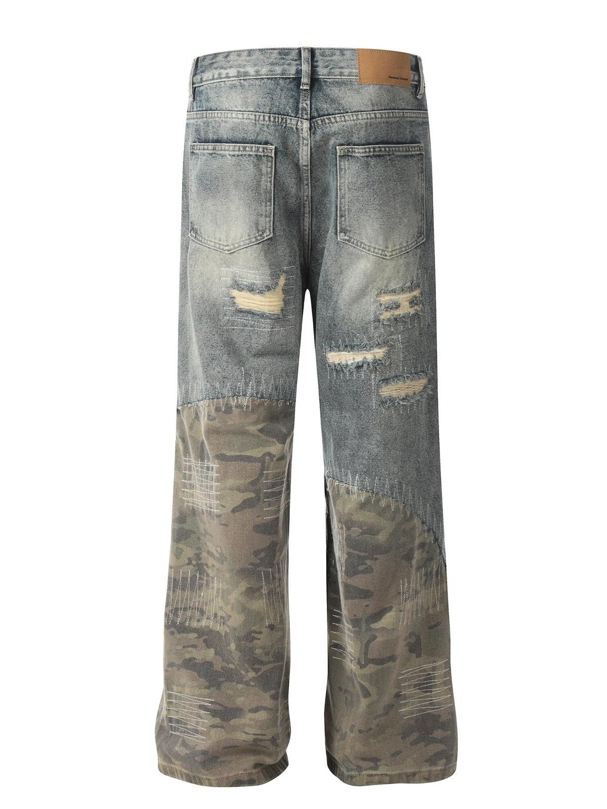 Vintage Camouflage Patchwork Distressed Jeans Size US 31 - 5 Thumbnail