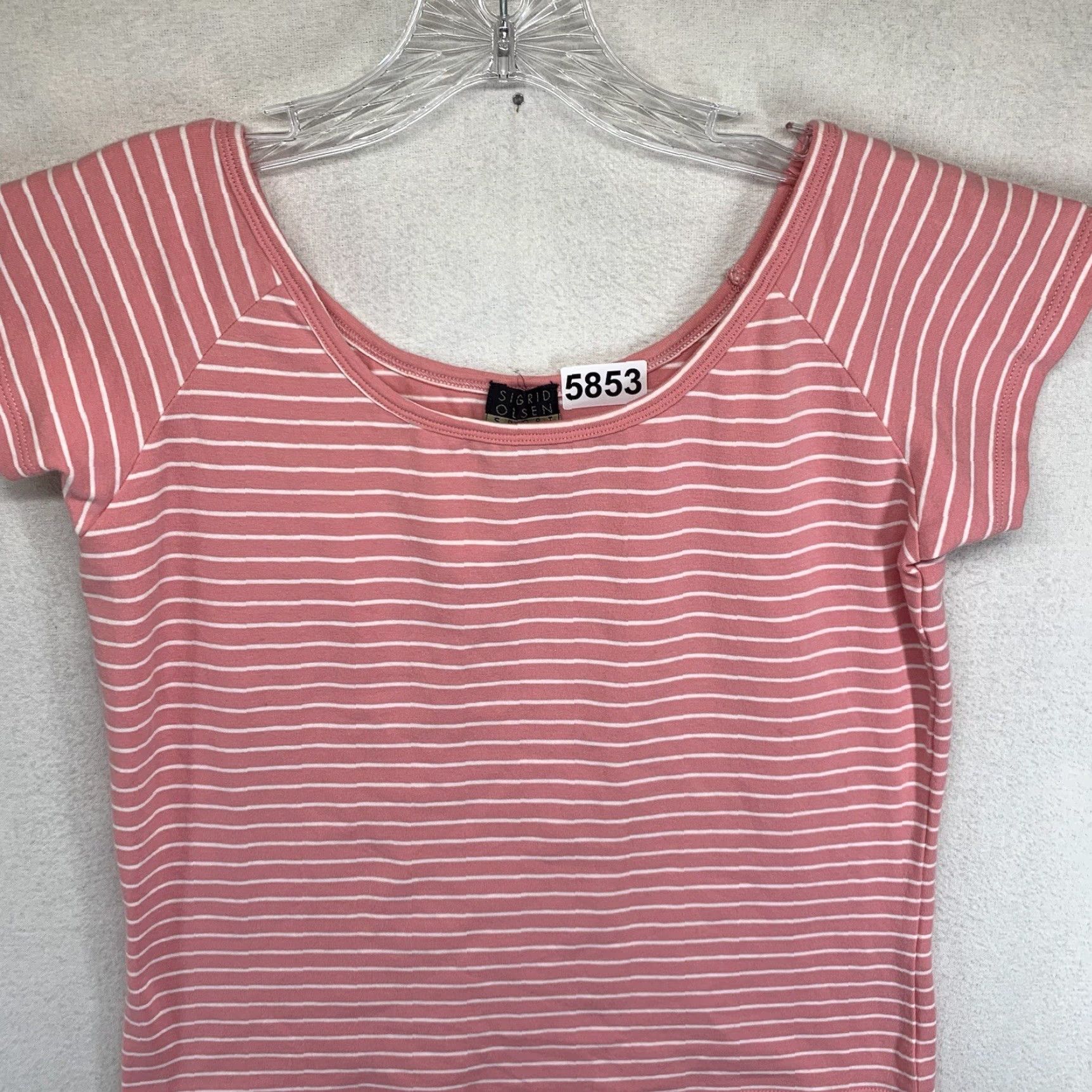 Pinko Sigrid Olsen Sport Women's T-Shirt Small Pink White Stripes Summer Beach Casual Stretch 2020s Size S / US 4 / IT 40 - 3 Thumbnail