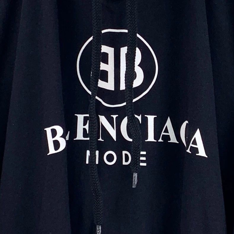 Balenciaga Balenciaga Black logo monogrammed cotton hooded drawstring Size US S / EU 44-46 / 1 - 4 Thumbnail