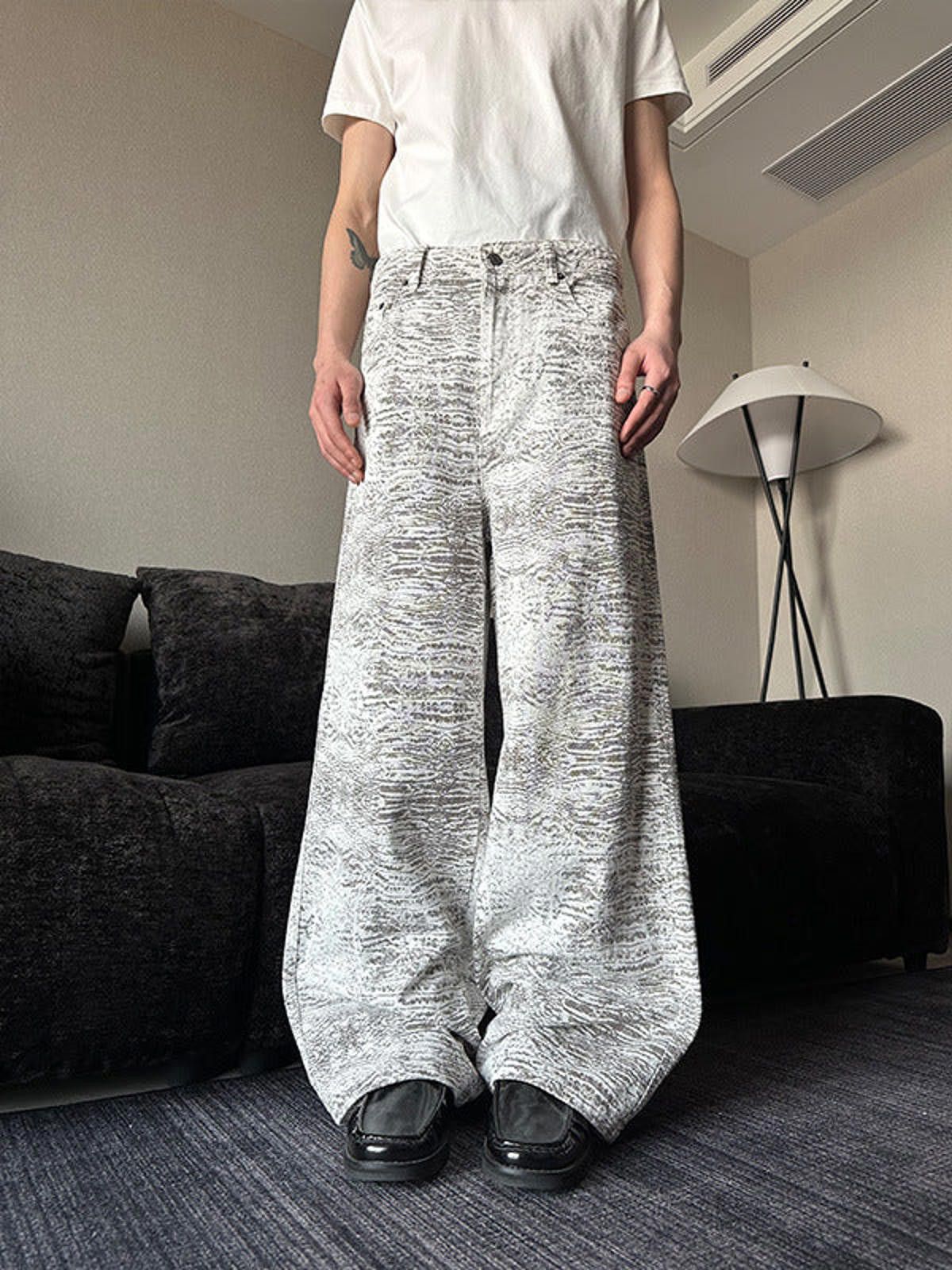 Japanese Brand White Gray Wide Leg Jeans, Baggy Loose Fit Pants Size US 32 / EU 48 - 1 Thumbnail