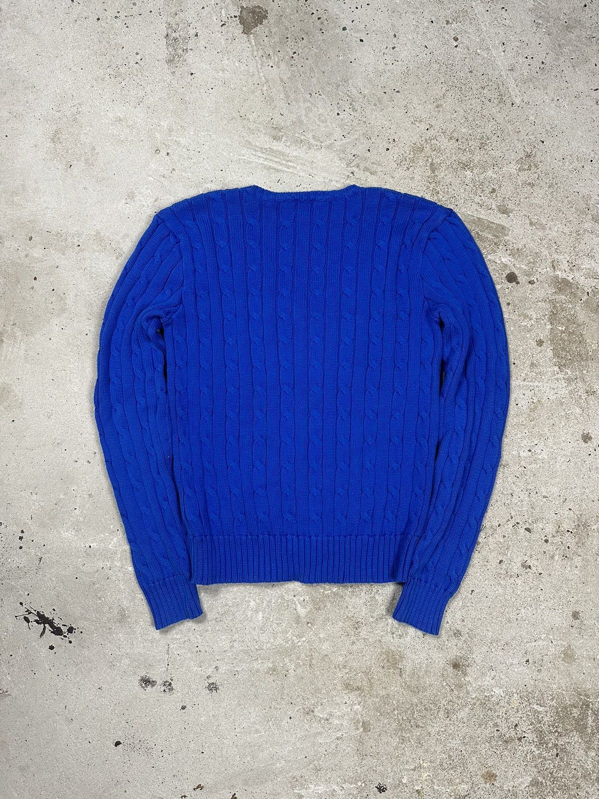 Polo Ralph Lauren × Vintage Vintage Y2K Polo Ralph Lauren Cable Knit V Neck Sweater Blue Size US XS / EU 42 / 0 - 2 Thumbnail