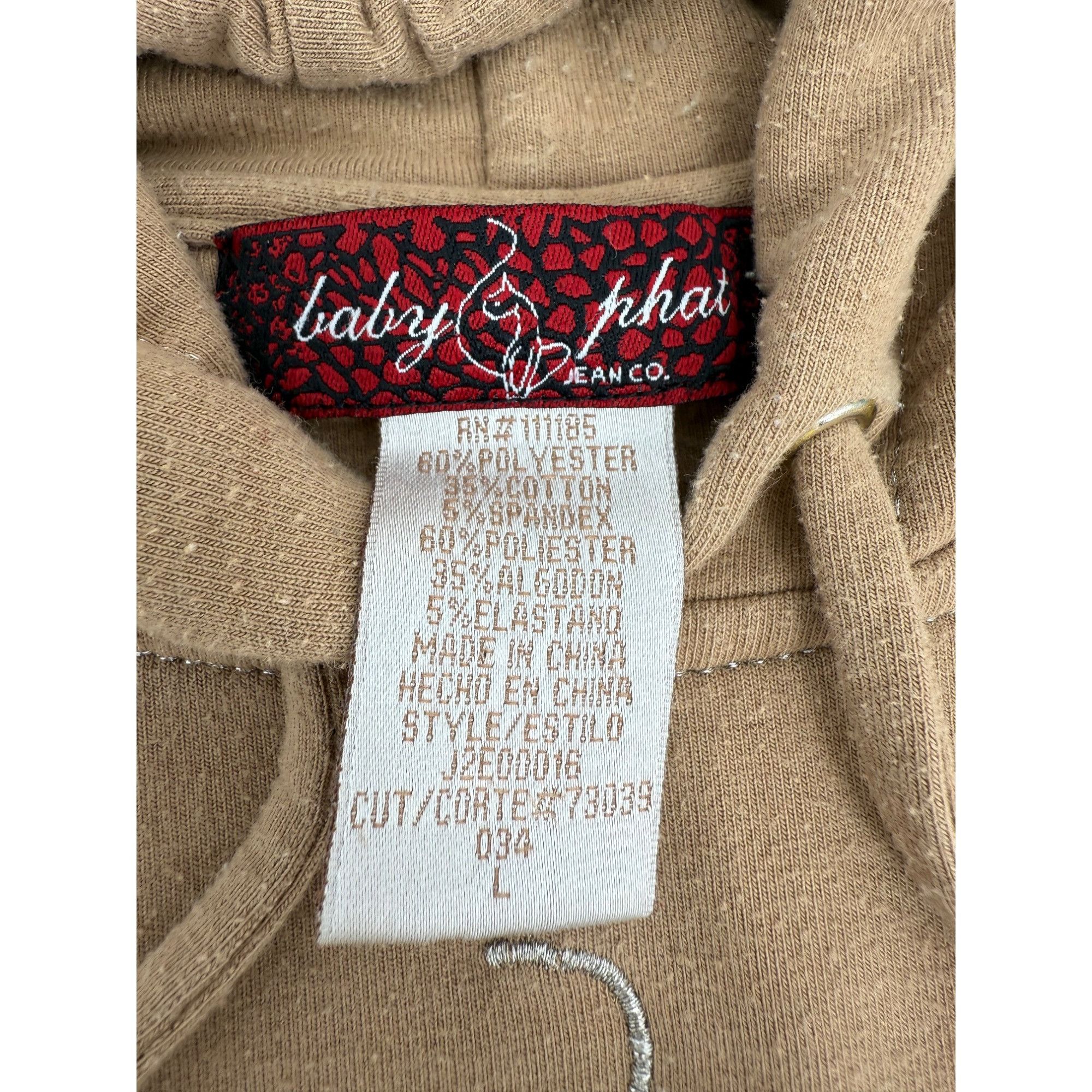 Other Vtg Y2K Baby Phat Tan Silver Embroidered Logo Hoodie Sweatsh Size L / US 10 / IT 46 - 16 Thumbnail