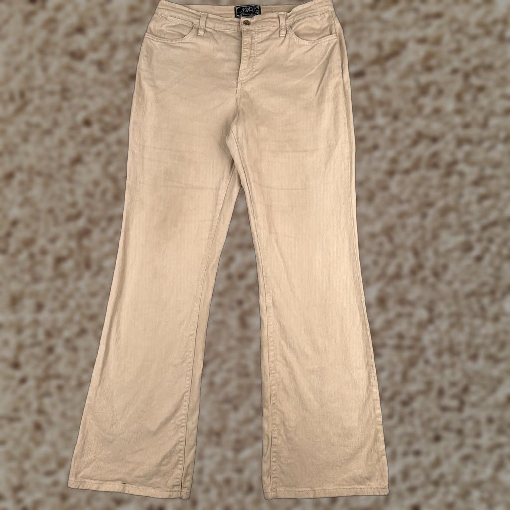 NYDJ VINTAGE NYDJ Jeans Womens 12 Beige Denim Bootcut High Rise Cotton US Made 27x32 Size 34" / US 12 / IT 48 - 1 Thumbnail