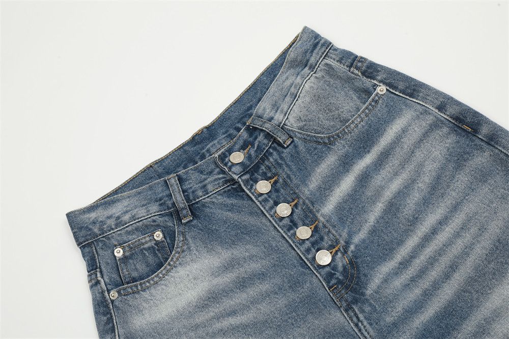 Japanese Brand × Jean Men's American street straight wide leg button jeans Size US 34 / EU 50 - 4 Thumbnail