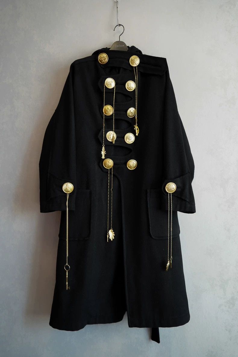 Yohji Yamamoto Yohji Yamamoto Hooded Coat with Gold Accents Size US S / EU 44-46 / 1 - 1 Thumbnail