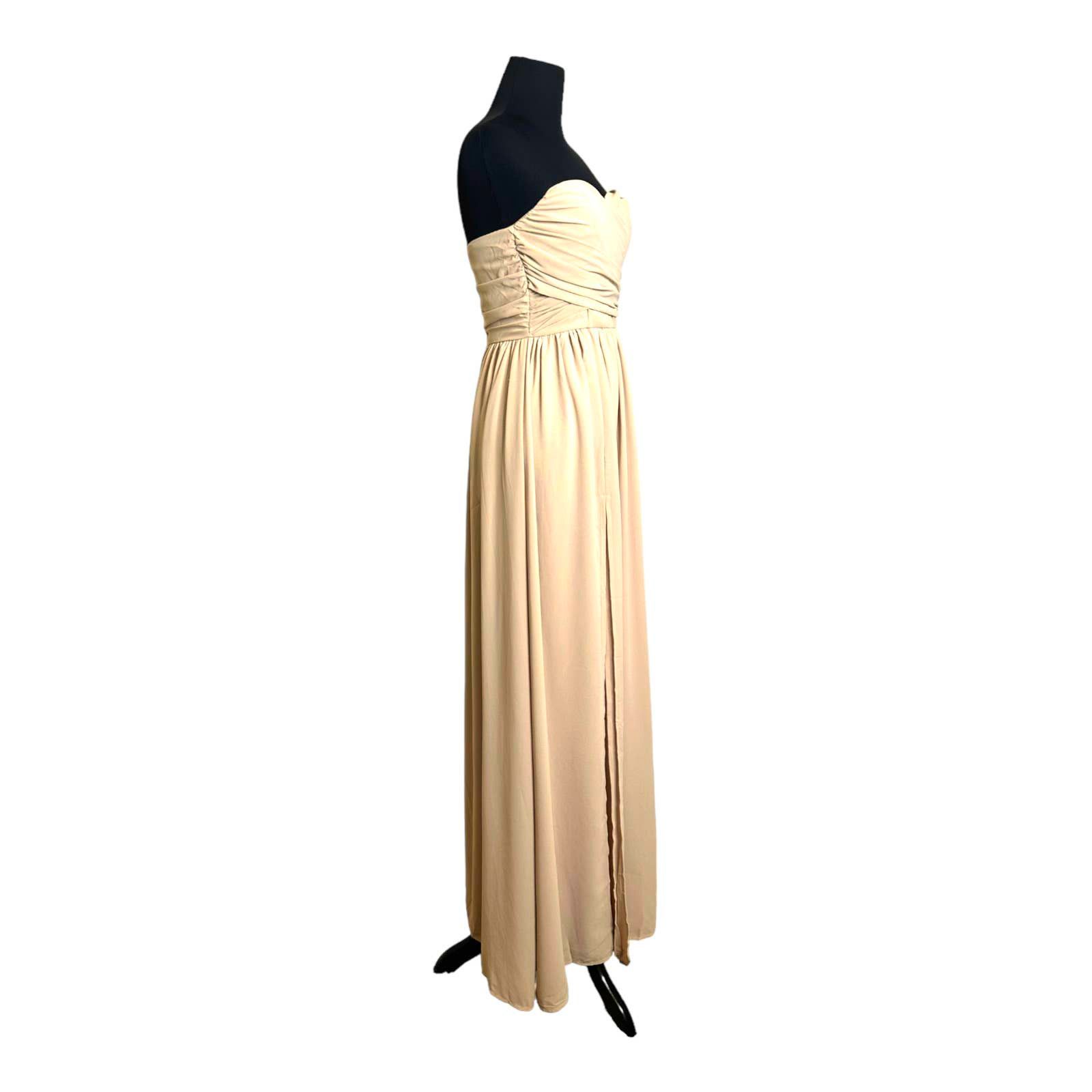 Lululemon Lulu's Moonlight Serenade Beige Strapless Maxi Dress size L Size L / US 10 / IT 46 - 6 Thumbnail