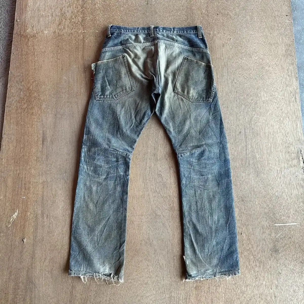 Self Edge RARE💥REDLINE JAPANESE VTG JEAN RIPPED MUDWASH DENIM PANTS Size US 31 - 14 Thumbnail