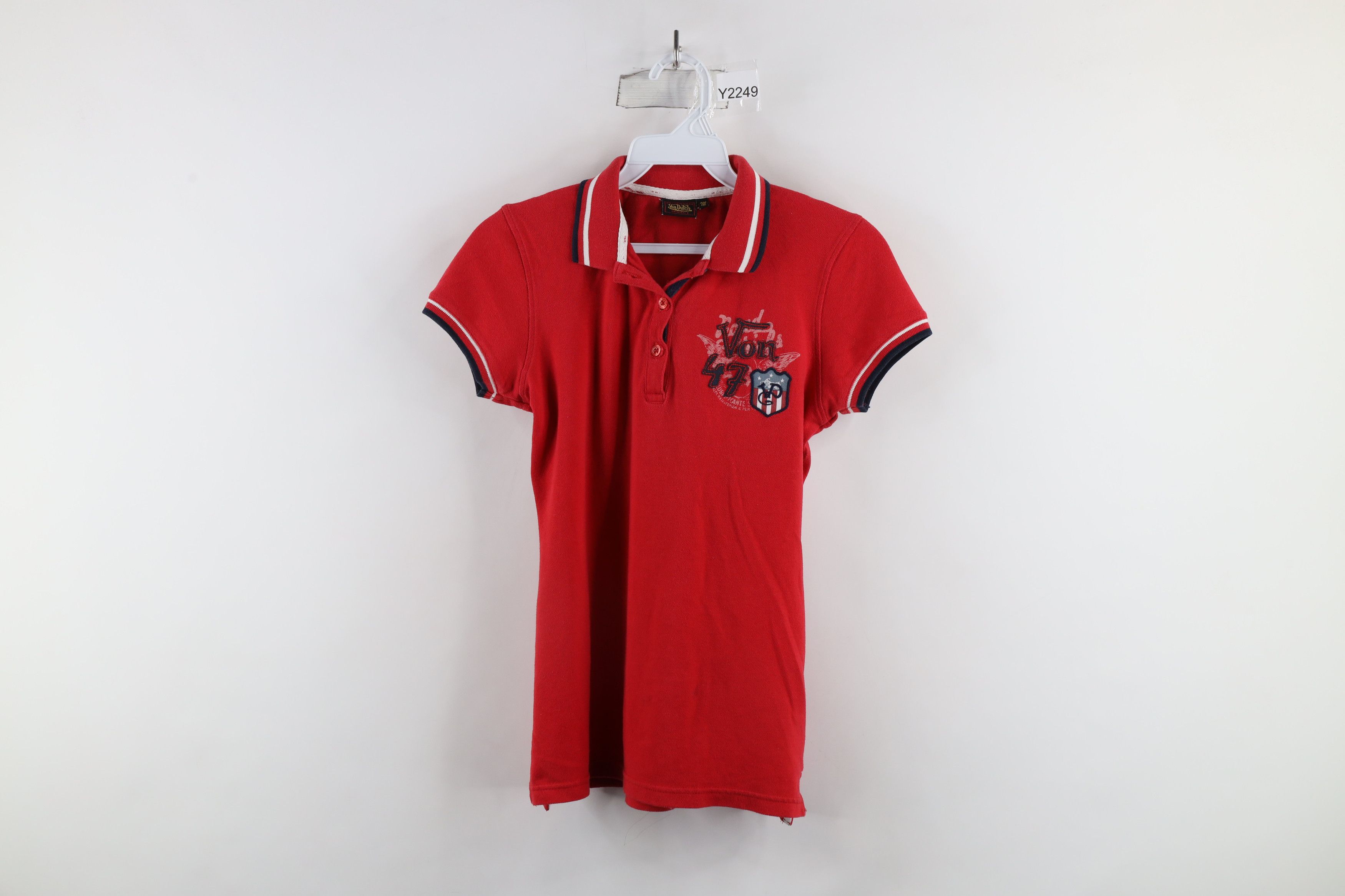 Vintage × Von Dutch Vintage Y2K Von Dutch Distressed Spell Collared Polo Shirt Size M / US 6-8 / IT 42-44 - 1 Thumbnail