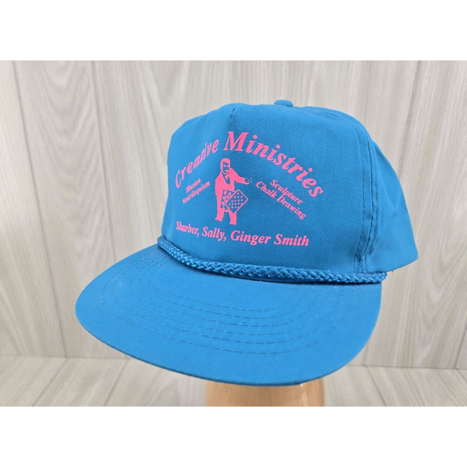 Roper VINTAGE Creative Ministries Rope Hat Trucker Hat Teal Illusion Ventriloquism Blue One Size Men Mens Size ONE SIZE - 5 Thumbnail