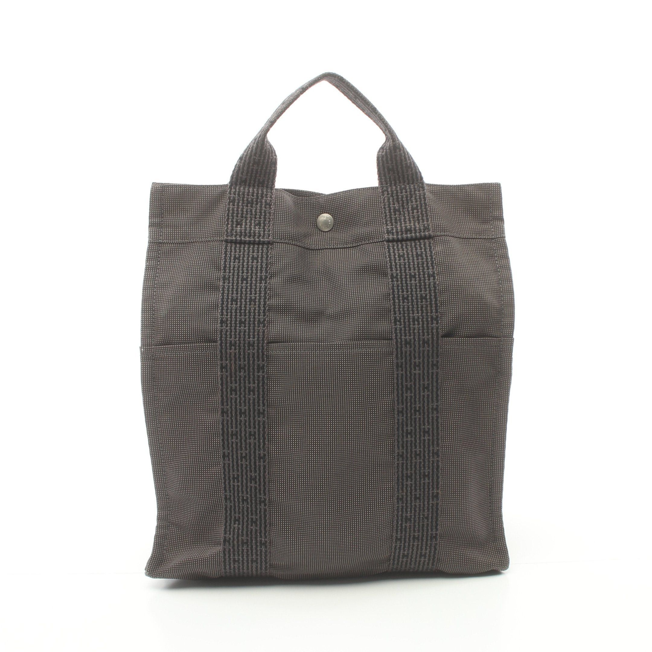 image of Hermes Airline Ad Mm Backpack Rucksack Nylon Canvas Dark Gray Silver Hardware in Grey, Women's