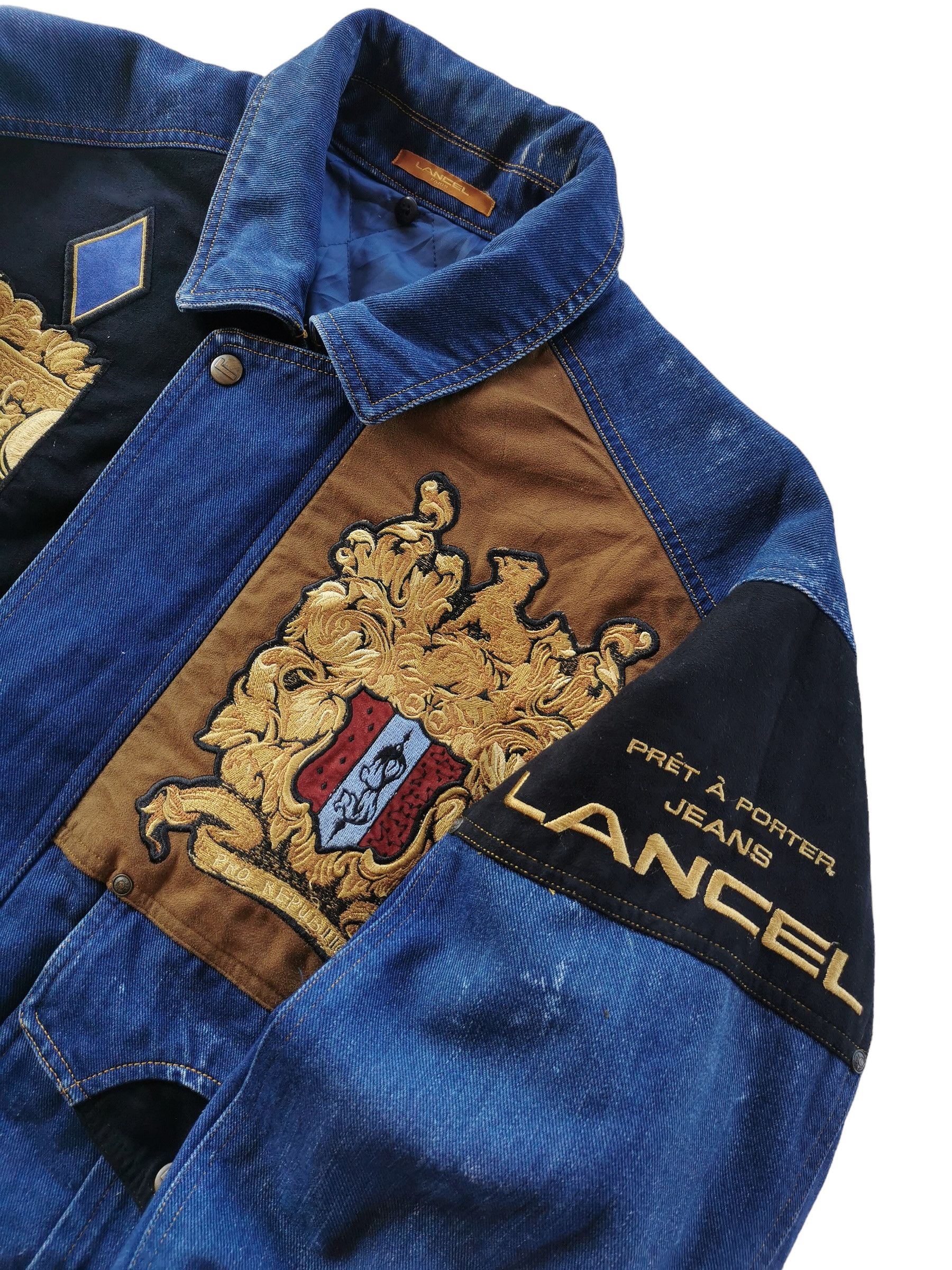 Japanese Brand × Lancel × Vintage Vintage Lancel Paris Embroidery Patchwork Denim Jacket Size US L / EU 52-54 / 3 - 4 Thumbnail