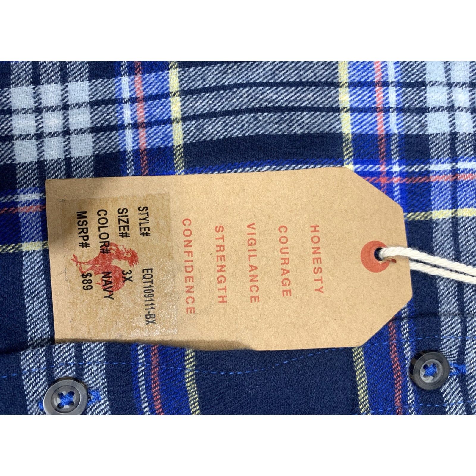 Vintage Eq Equilibrio Mens Button Front Shirt Plaid Long Sleeve 3XL Blue Pocket NWT Size US XXL / EU 58 / 5 - 7 Thumbnail