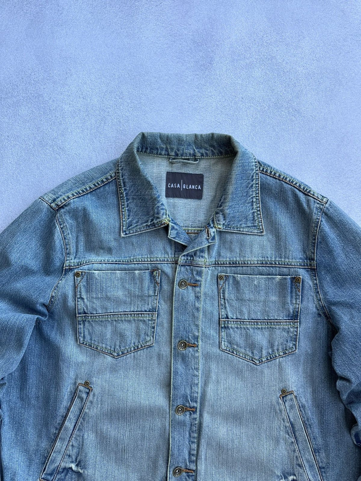 Casablanca × Vintage Vintage Casablanca Denim Distressed Japanese Jacket Size US XL / EU 56 / 4 - 4 Thumbnail