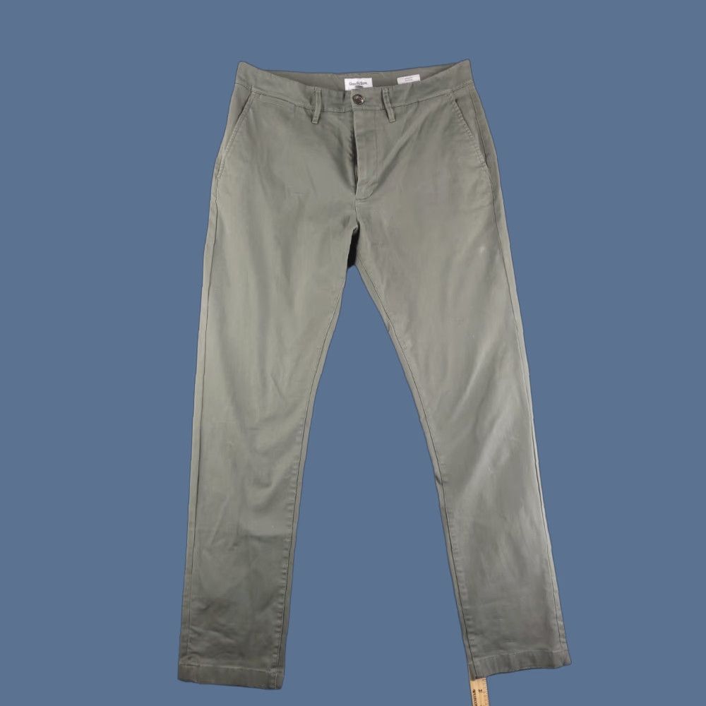 Vintage Goodfellow Pants Mens 34x33 Olive Green Chino Slim Straight Fit Size US 34 / EU 50 - 1 Thumbnail