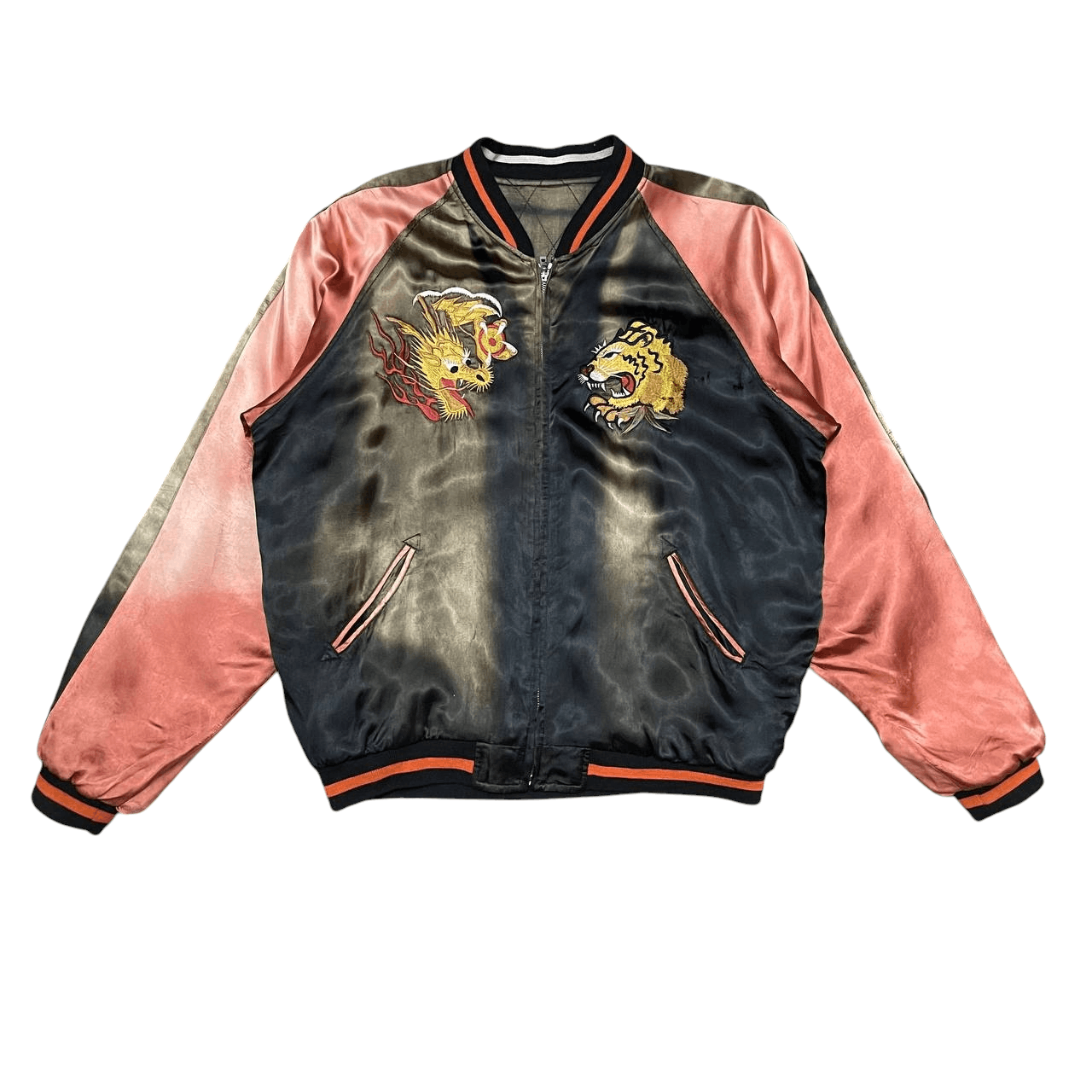 Japanese Brand Vintage Sukajan Souvenir Jacket Dragon Tiger Satin Faded Size US L / EU 52-54 / 3 - 4 Thumbnail