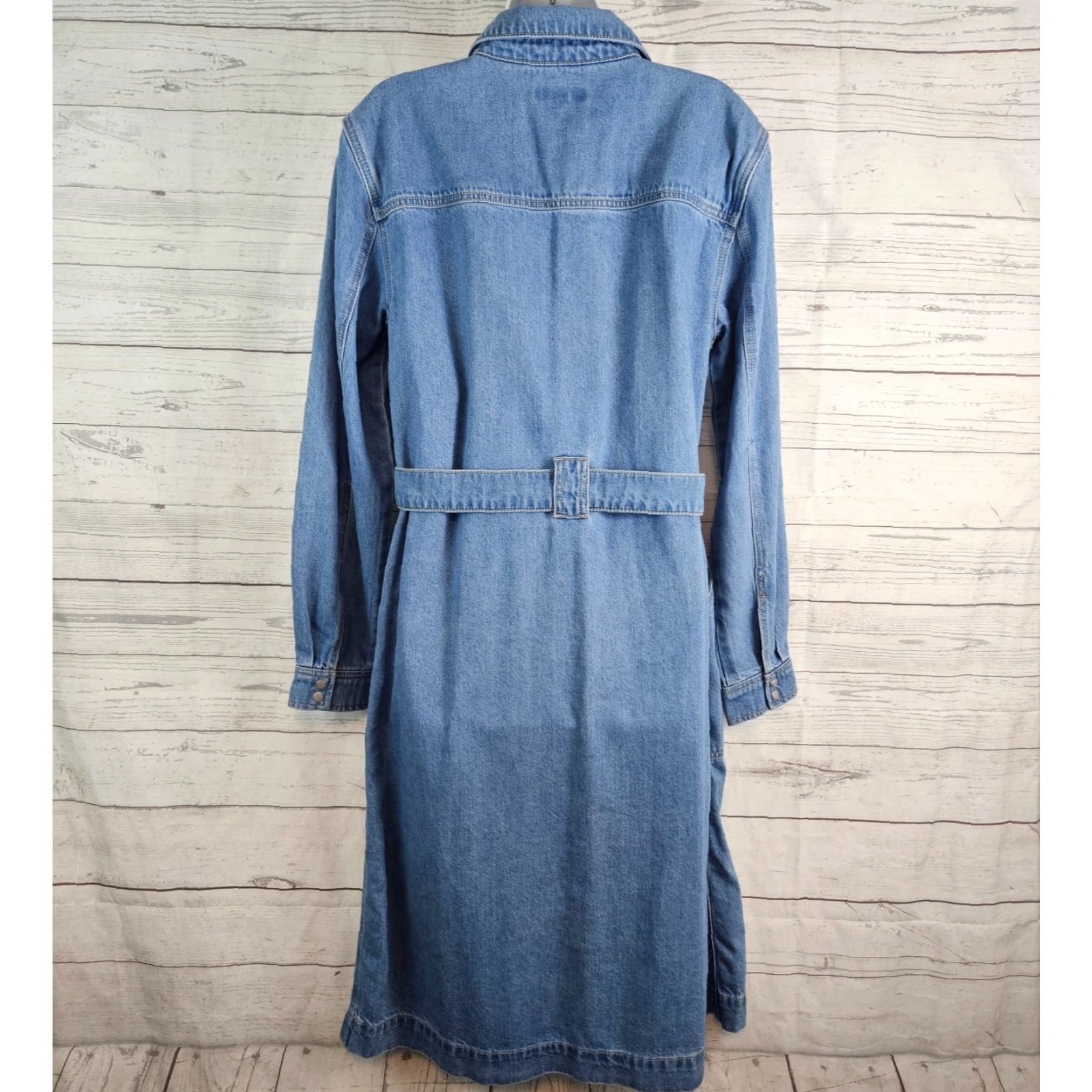 Ann Taylor Ann Taylor Weekend Womens Denim Dress Sz 8 Blue Snap Buttons Long Sleeve Size M / US 6-8 / IT 42-44 - 3 Thumbnail