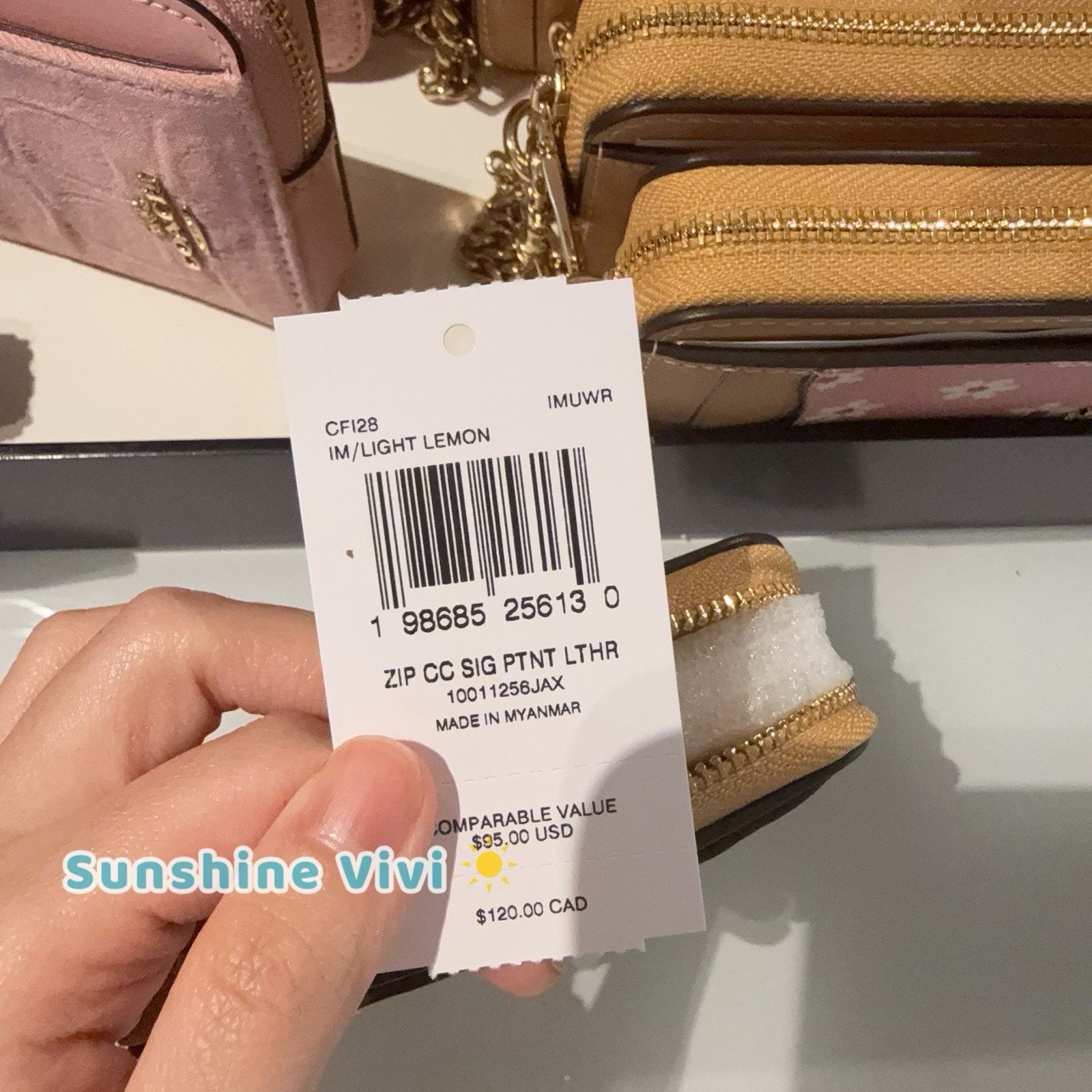 Coach NWT Coach Zip Card Case Leather Charm CFA36 LIGHT LEMON Size ONE SIZE - 7 Thumbnail