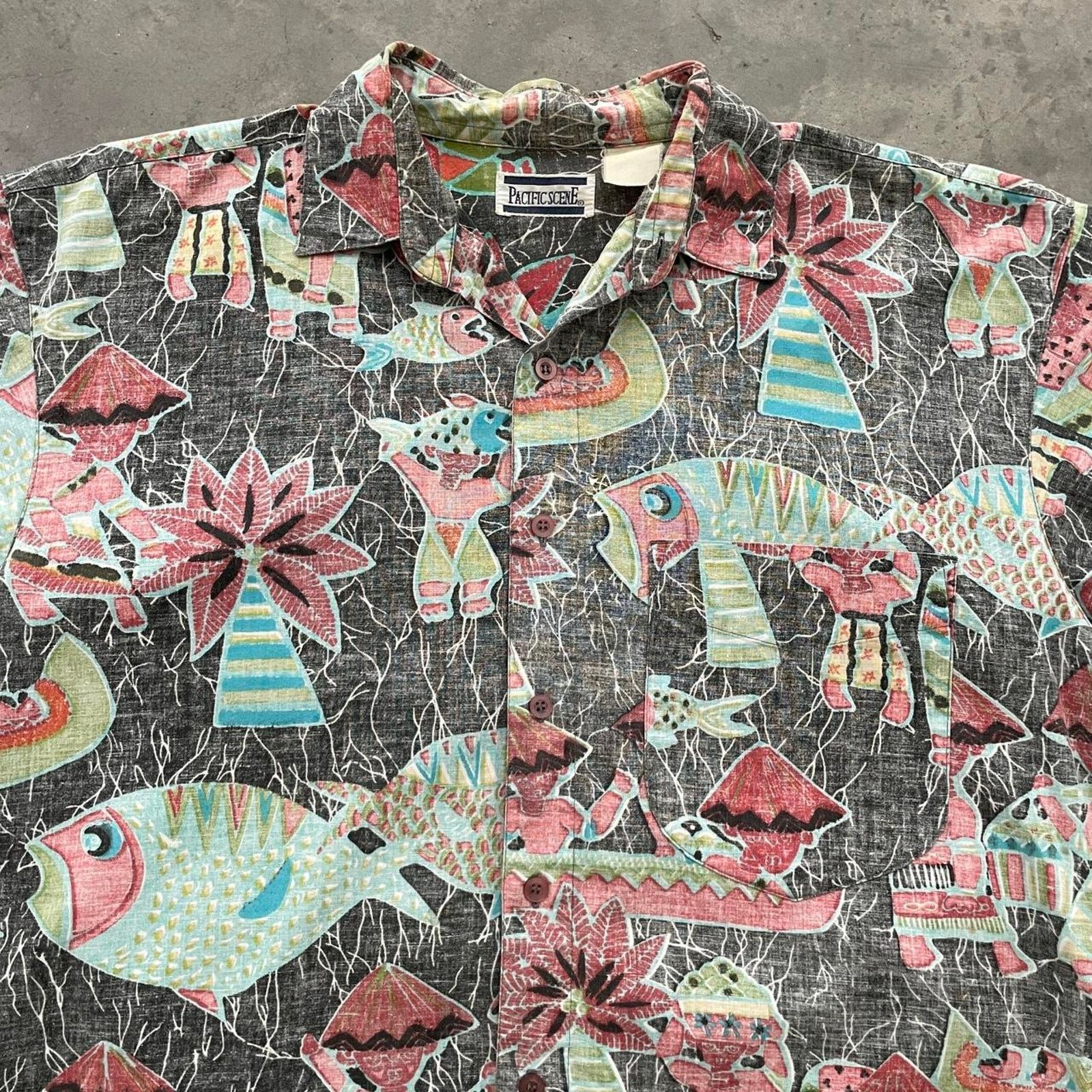 Vintage Vintage Pacific Scene Black Tiki Hawaiian Shirt Size US L / EU 52-54 / 3 - 2 Thumbnail