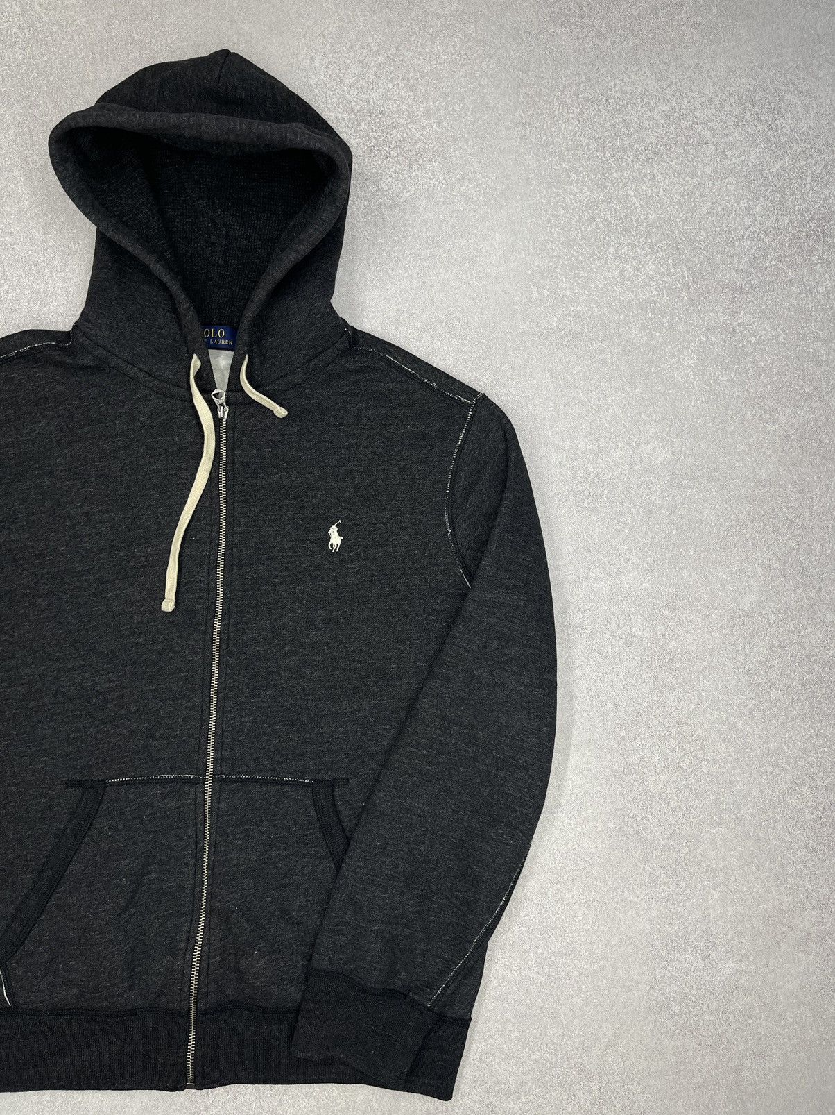 Polo Ralph Lauren Mens Polo Ralph Lauren Zip Hoodie Grey Y2K Rugby Size US L / EU 52-54 / 3 - 3 Thumbnail