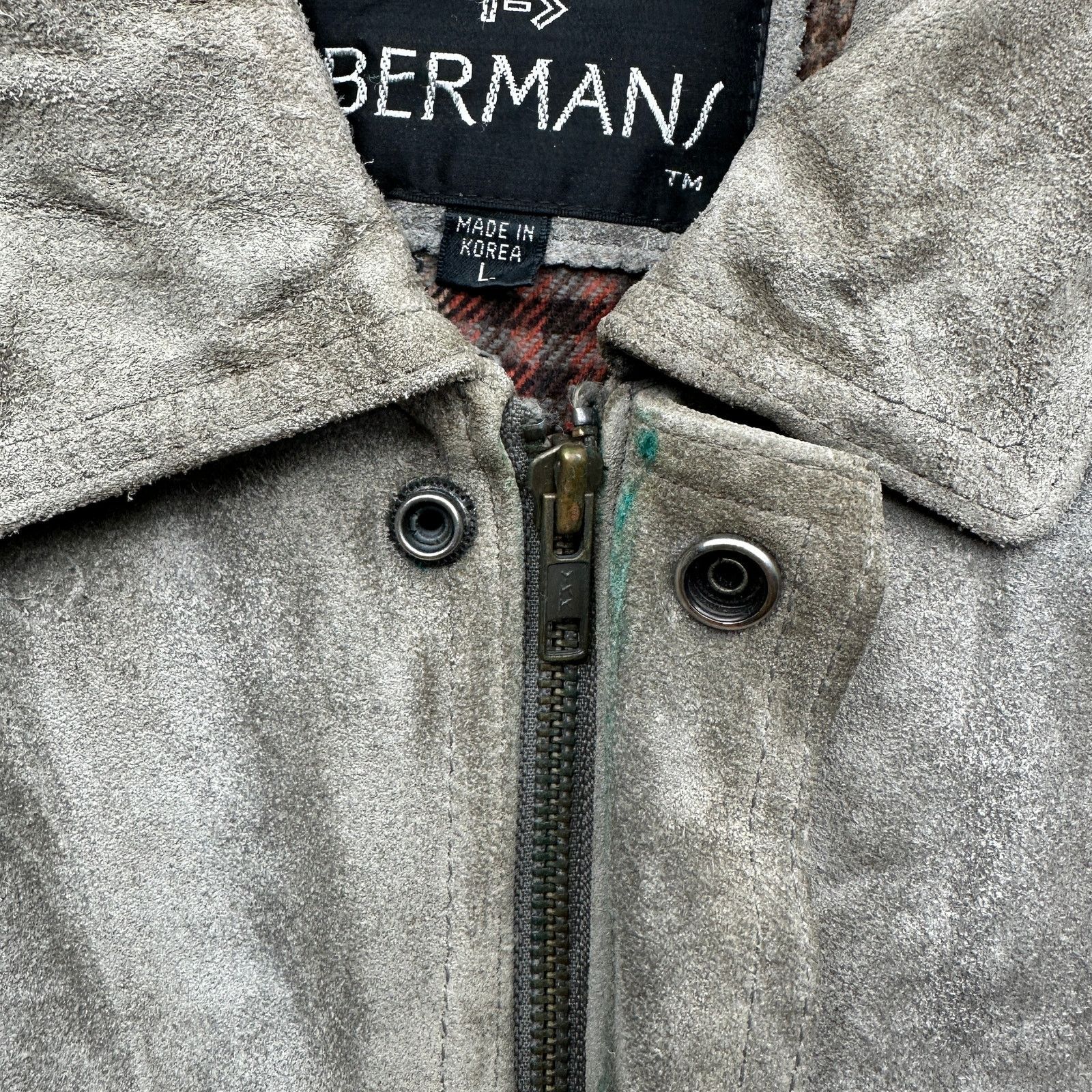 Other VTG Bermans Suede Leather Bomber Jacket Men Large Gray Lined Size US L / EU 52-54 / 3 - 14 Thumbnail