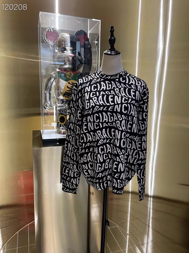 Balenciaga Balenciaga All-over slogan letter logo crew-neck knitted s Size US XS / EU 42 / 0 - 1 Thumbnail
