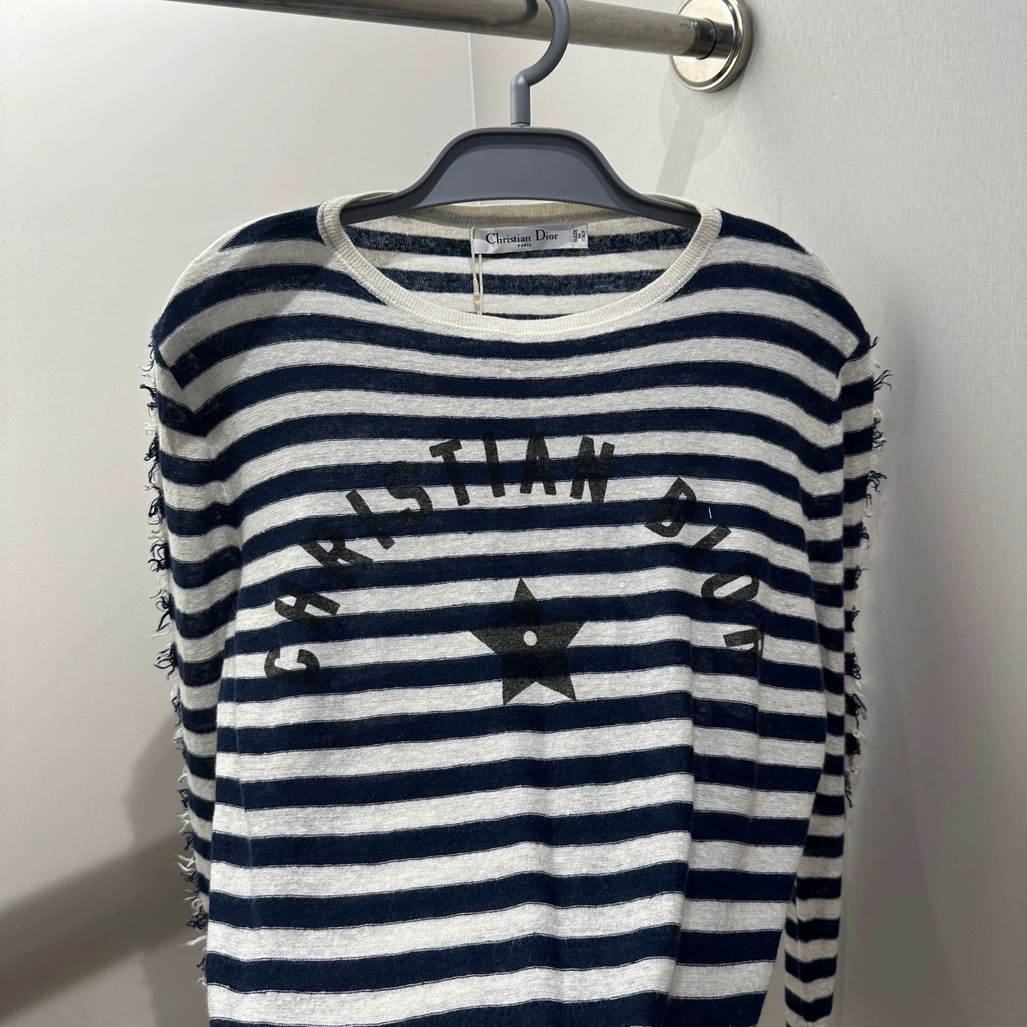 Christian Dior Monsieur Dior mar400 stripe logo raw edge linen LS 36 Size XS / US 0-2 / IT 36-38 - 6 Thumbnail