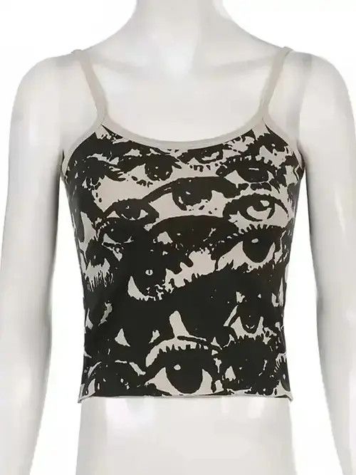 Japanese Brand Gothic Portrait Print T-shirt Aesthetic Y2K Crop Tops Size L / US 10 / IT 46 - 4 Thumbnail