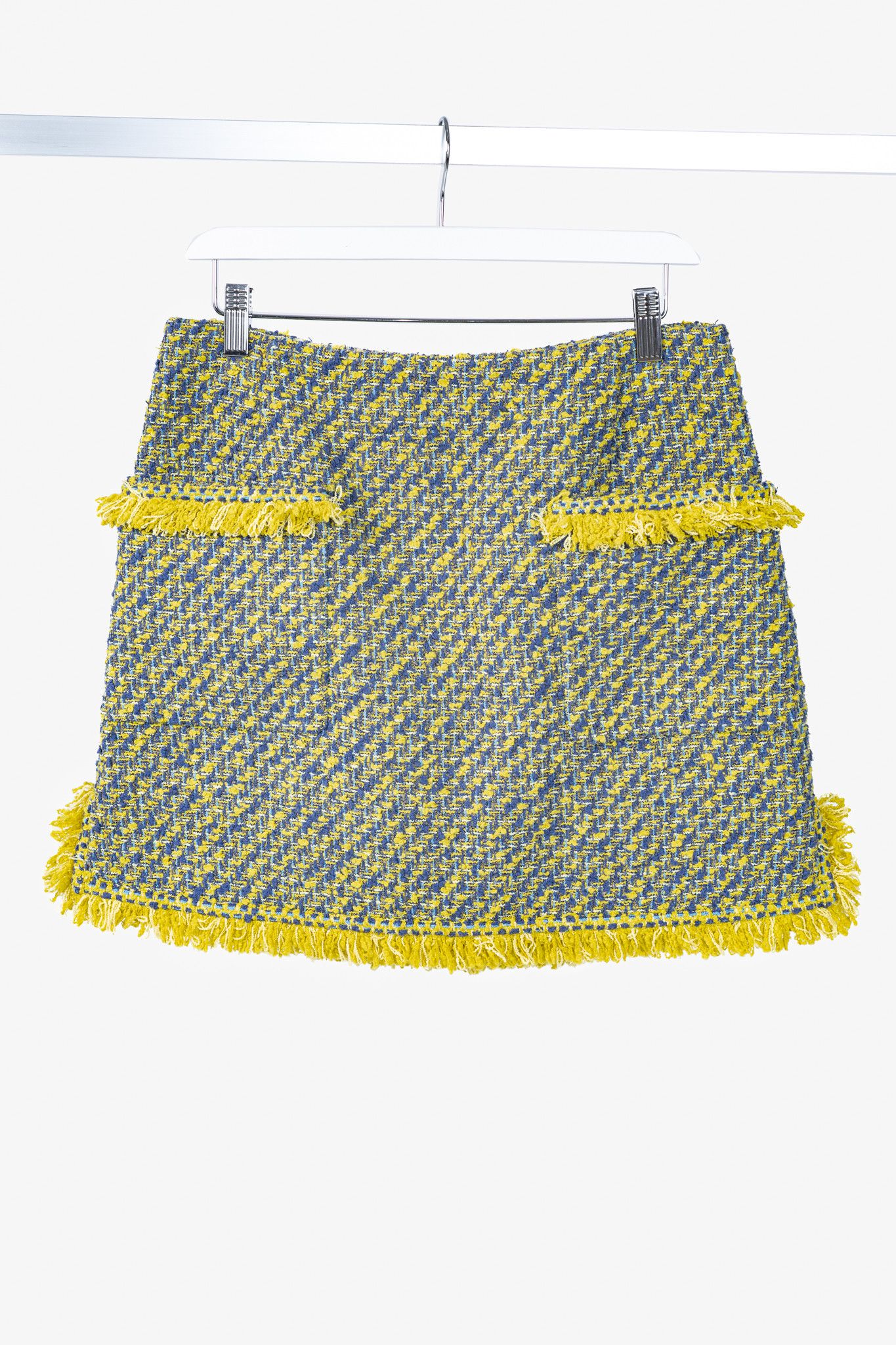 Louis Vuitton Louis Vuitton Yellow & Blue Cotton-Tweed Mini Skirt Size 28" / US 6 / IT 42 - 1 Thumbnail