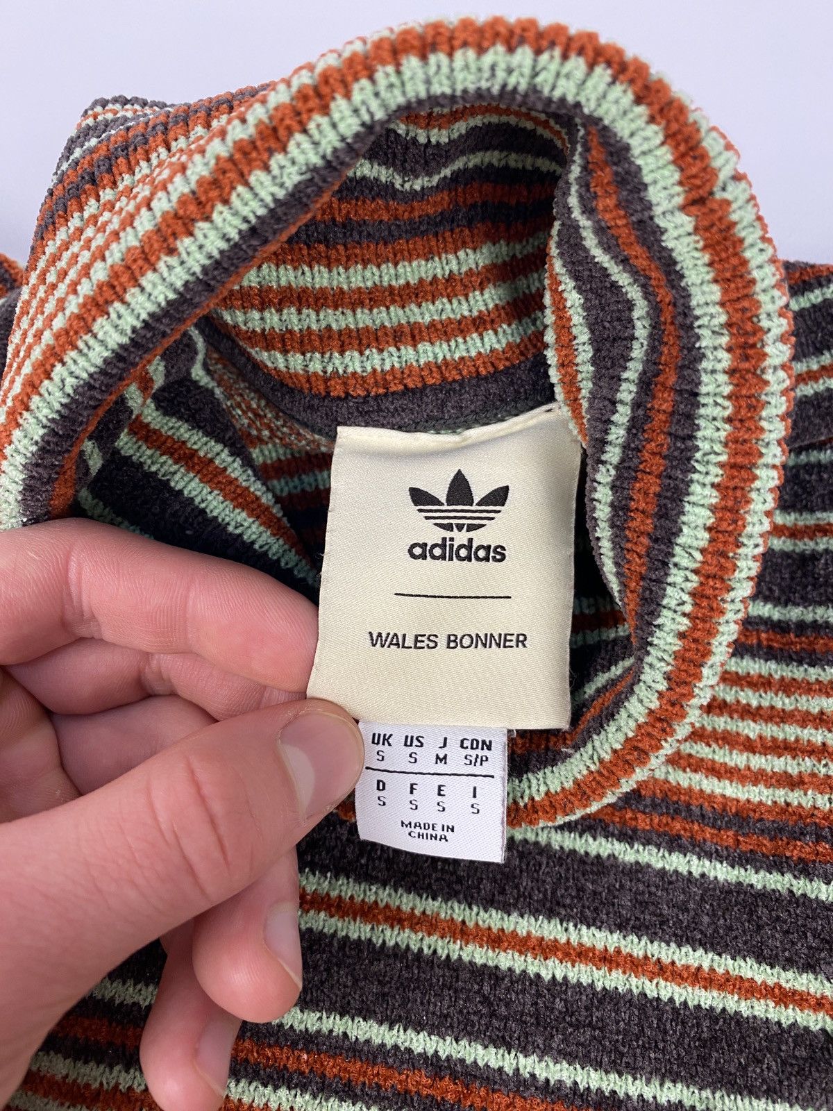 💥 Wales Bonner Adidas Striped Cropped Turtleneck Sweater Y2K