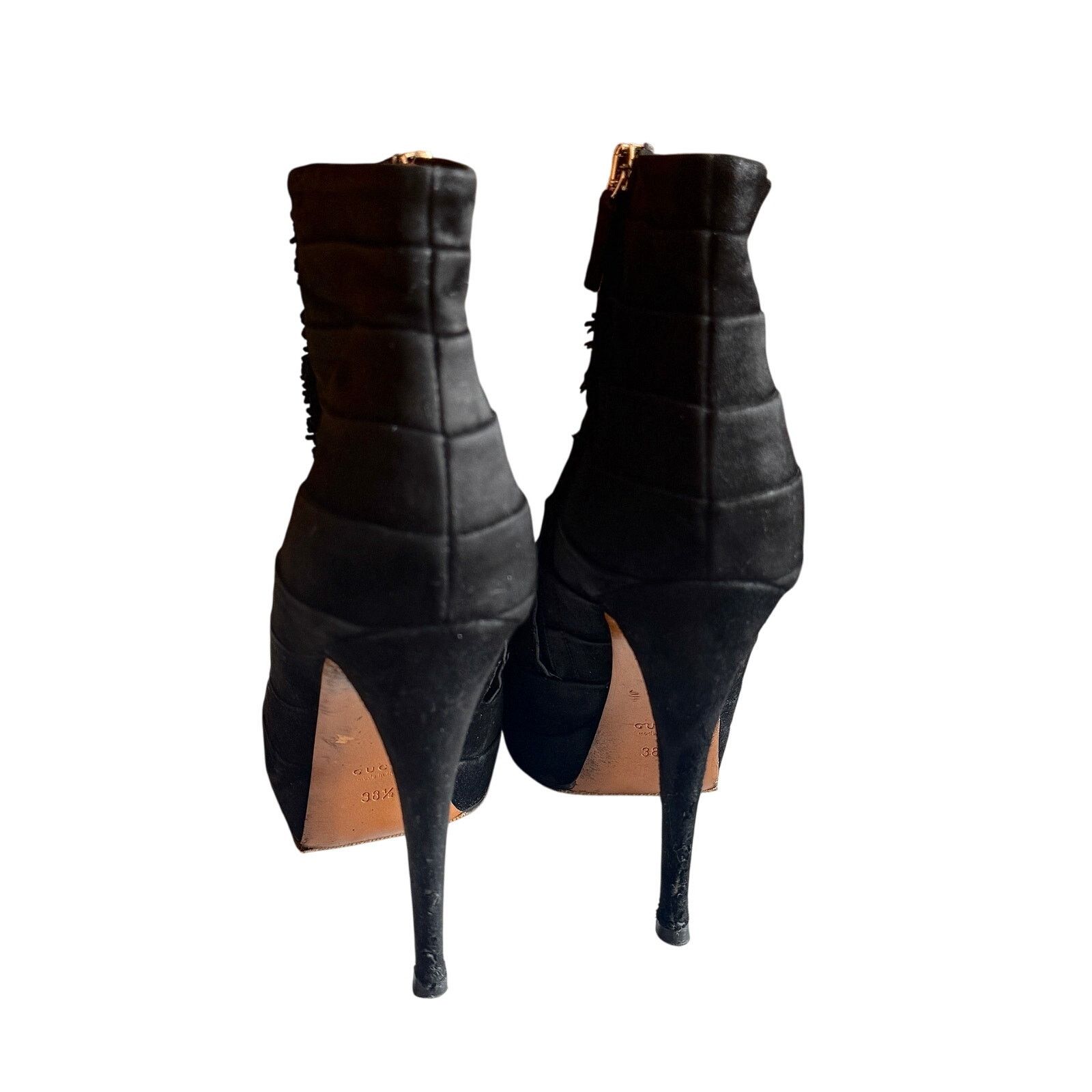 Gucci Gucci Women's Black Suede Fringe Trim Accent Lace-Up Boots Size US 8 / IT 38 - 4 Thumbnail