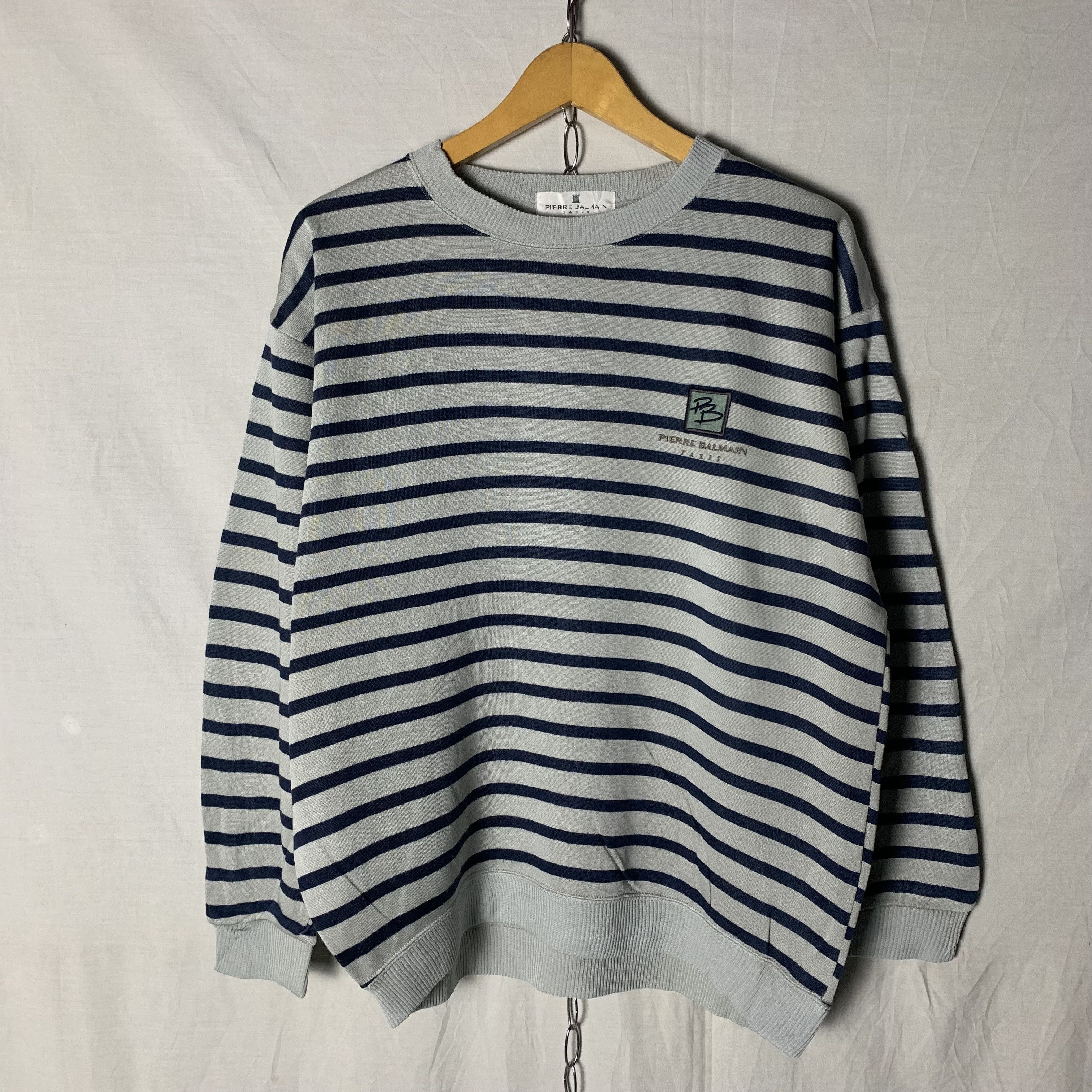 Pierre Balmain Vintage Pierre Balmain Paris Striped Sweatshirt Crewneck Size US M / EU 48-50 / 2 - 1 Thumbnail