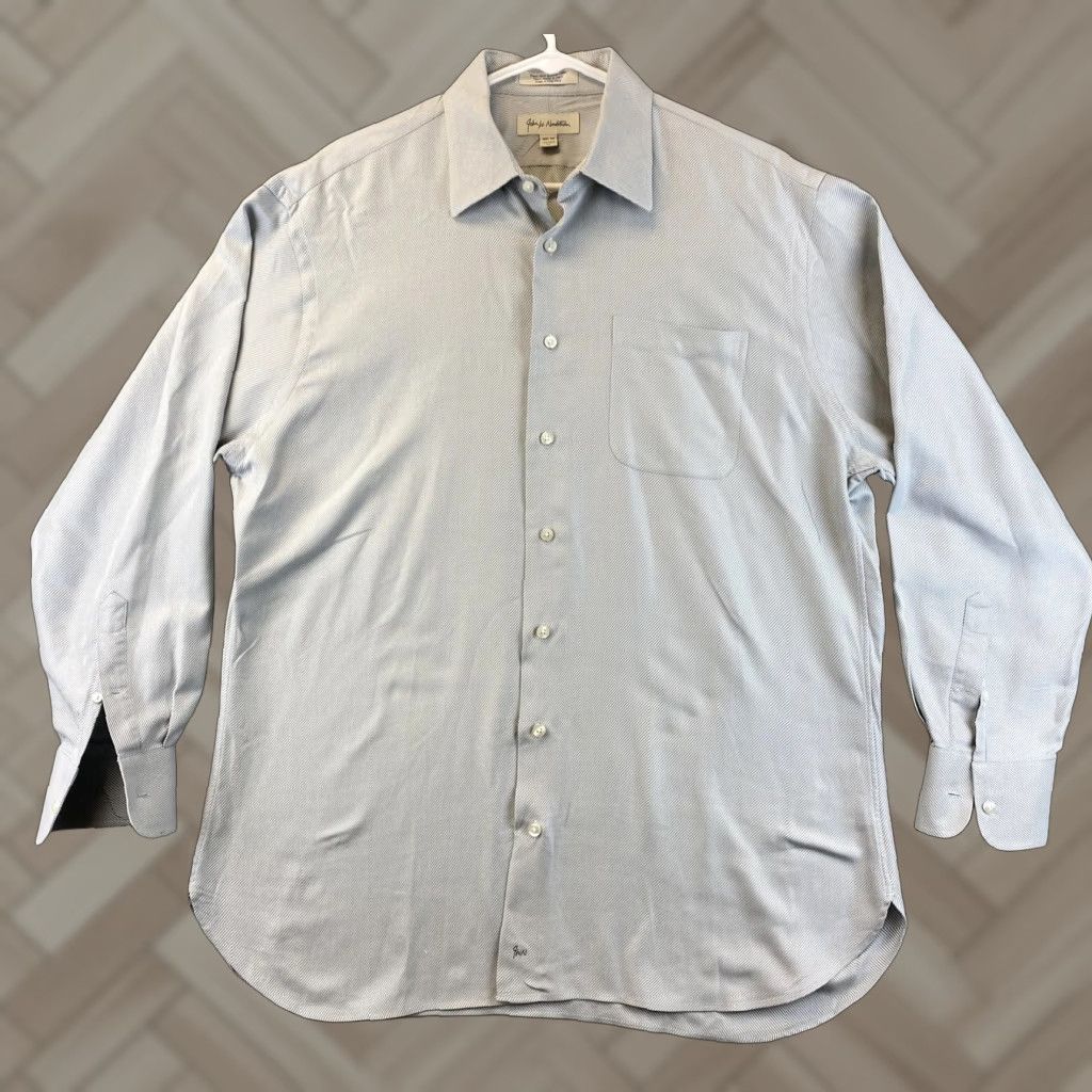 Nordstrom John W. Nordstrom Dress Shirt Mens 16.5 34 Gray 100% Cotton Button Pocket Dress Shirt Mens Regular Collar Point Cuff 46-39 Size 42R - 1 Thumbnail