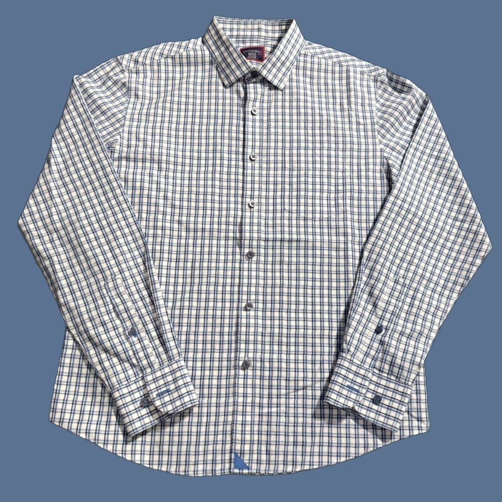 UNTUCKit UNTUCKit Men's Button-Up Shirt Medium White Blue Plaid Long Sleeve Wrinkle Free Seasonal Casual Regular Collar Spread Button-Up Shirt Size US M / EU 48-50 / 2 - 1 Thumbnail