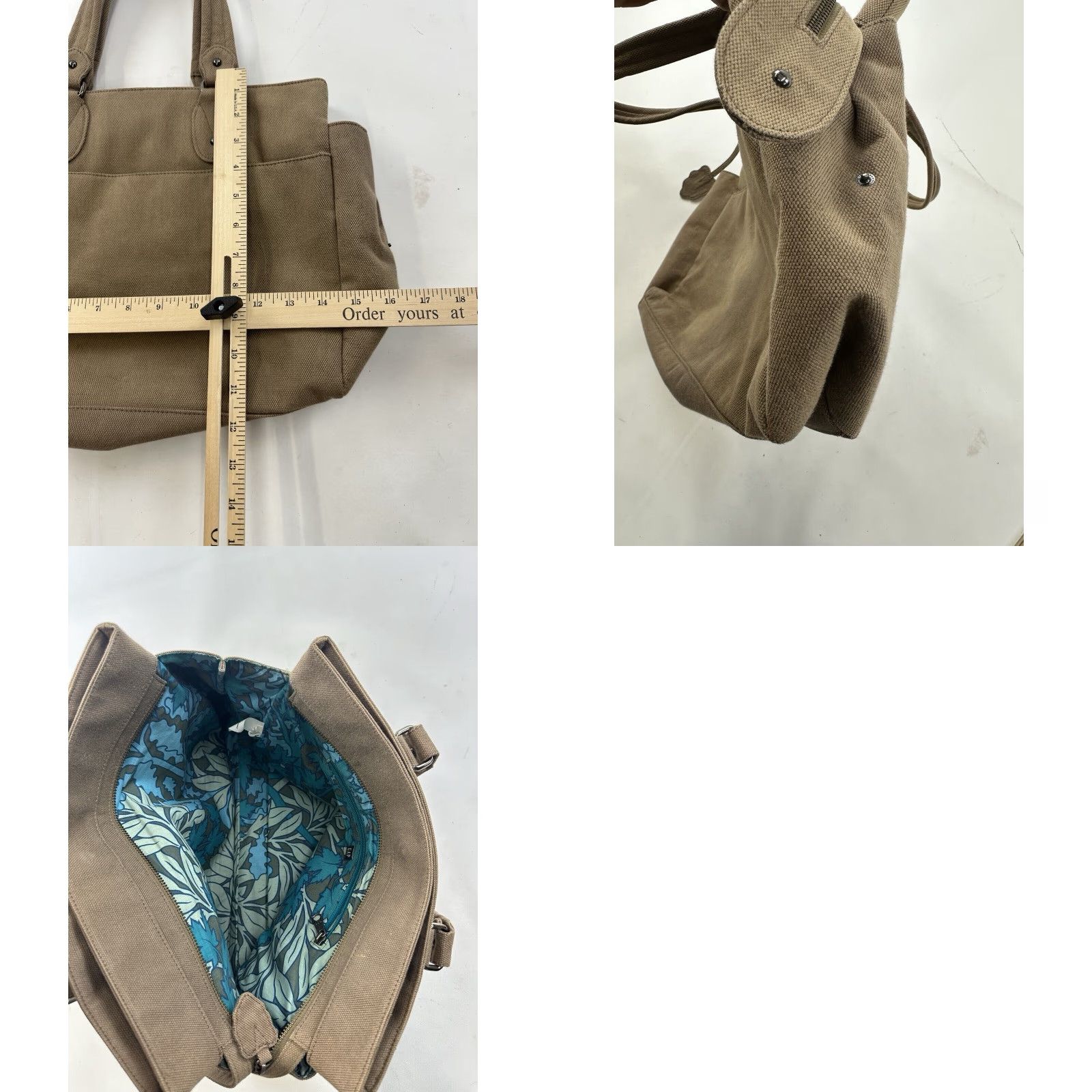 Gap VINTAGE GAP Tote Bag Womens Brown Large Canvas Full Zip Y2K Size ONE SIZE - 8 Thumbnail