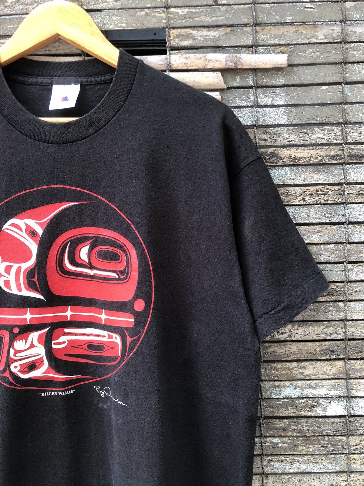 Fruit Of The Loom × Vintage Vintage 90s Sunfaded Killer Whale By Reg Davidson Art Tee Size US XL / EU 56 / 4 - 6 Thumbnail