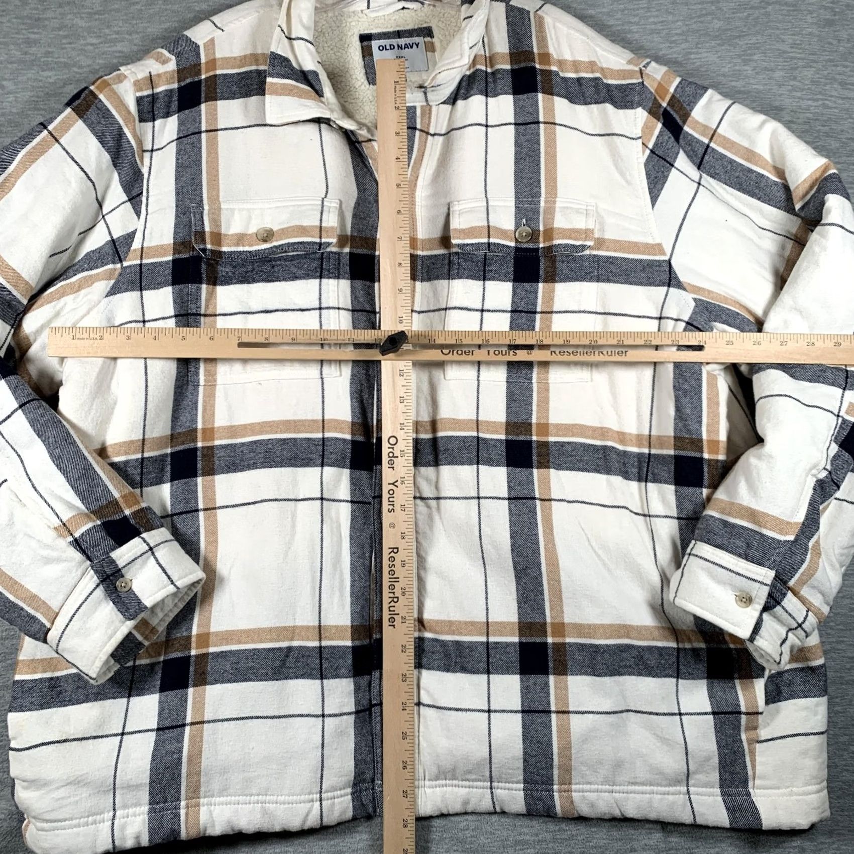 Old Navy Old Navy Jacket Mens 3XL White Plaid Sherpa Lined Flannel Shirt Puffer Size US XXL / EU 58 / 5 - 7 Thumbnail