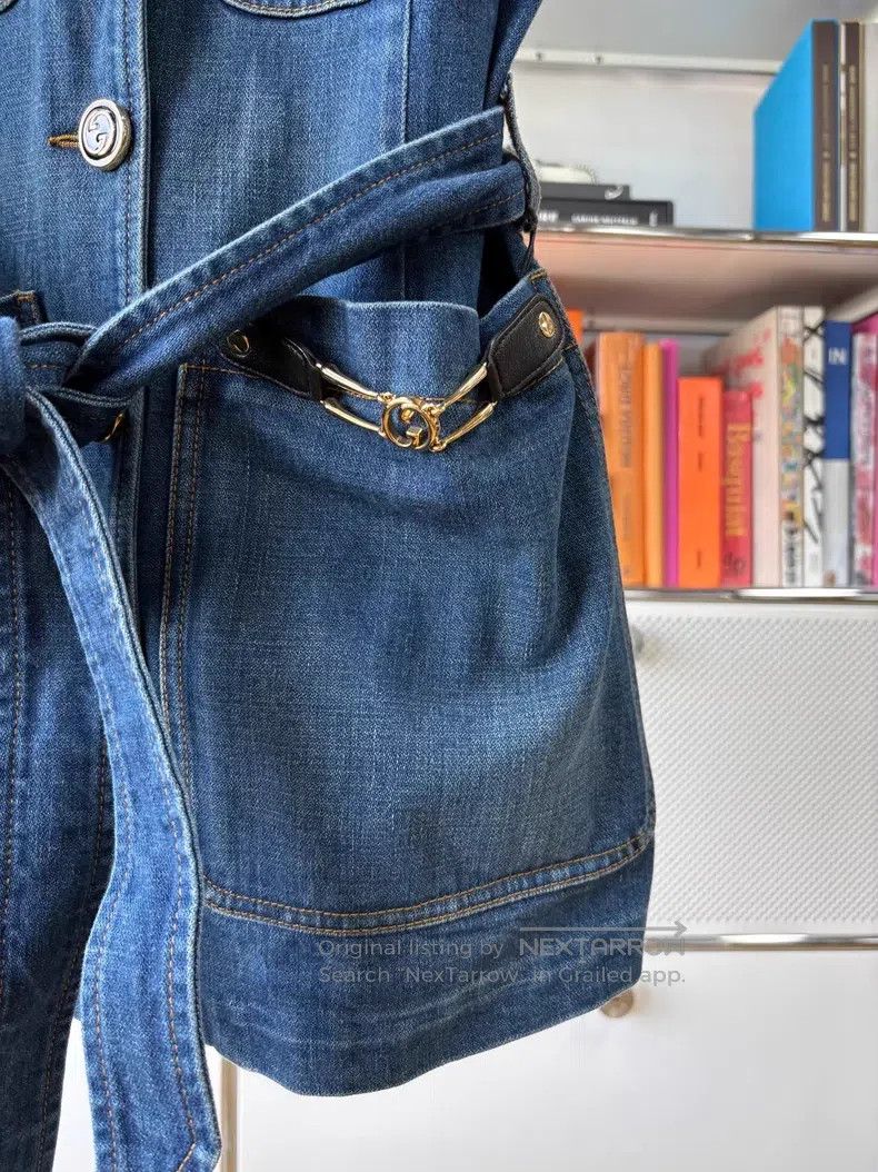 Gucci Gucci Blue lace-up double G horse buckle sleeveless denim Size XS / US 0-2 / IT 36-38 - 3 Thumbnail