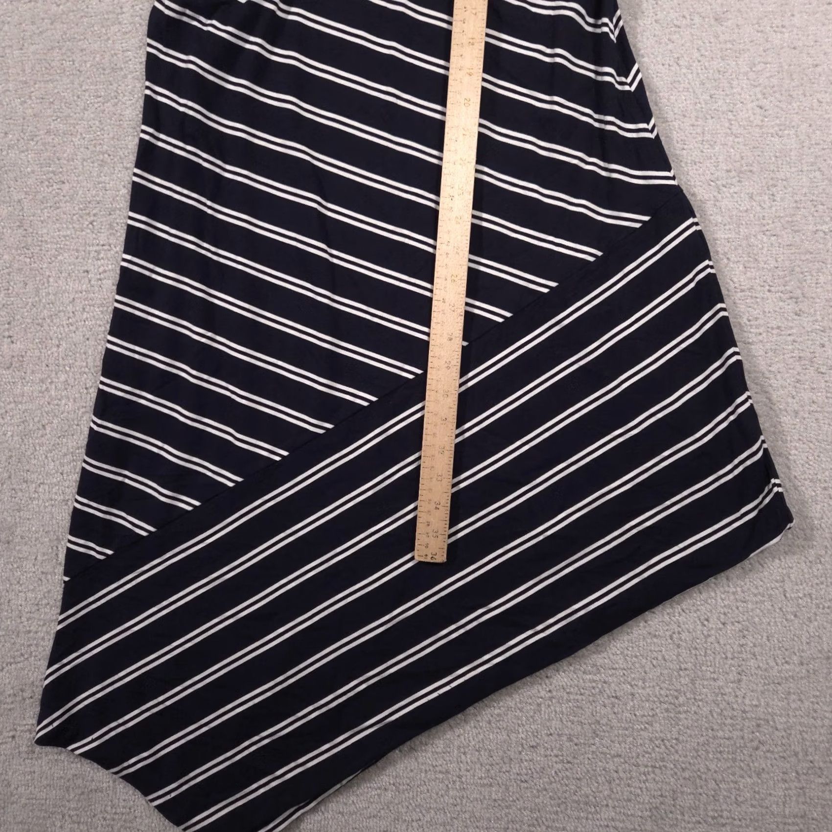 Vintage Chico's Maxi Dress Women's 1 Blue Stripe Asymmetrical Hem Sleeveless Pullover Size XS / US 0-2 / IT 36-38 - 5 Thumbnail