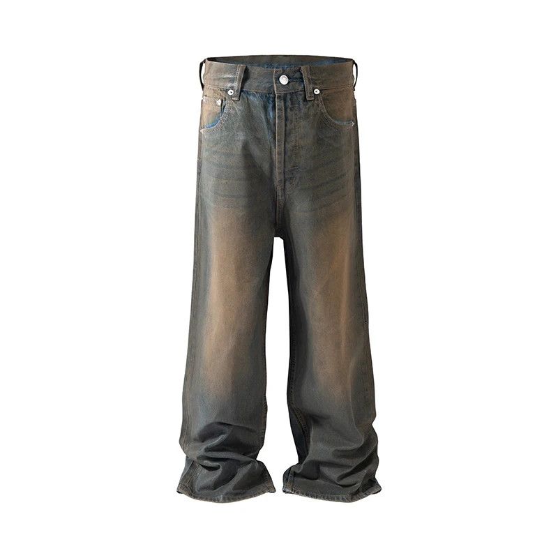 Vintage Oil Wax Distressed Mud Coated Brown Jeans Size US 33 - 6 Thumbnail