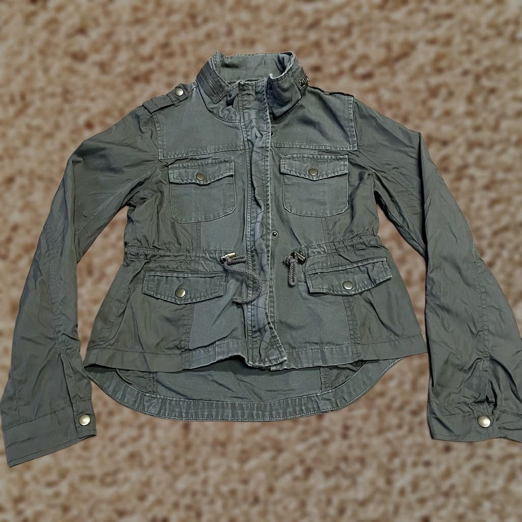 Vintage American Rag Cie Jacket Womens Small Army Green Full Zip Hoodie Pockets Ladies Size S / US 4 / IT 40 - 1 Thumbnail