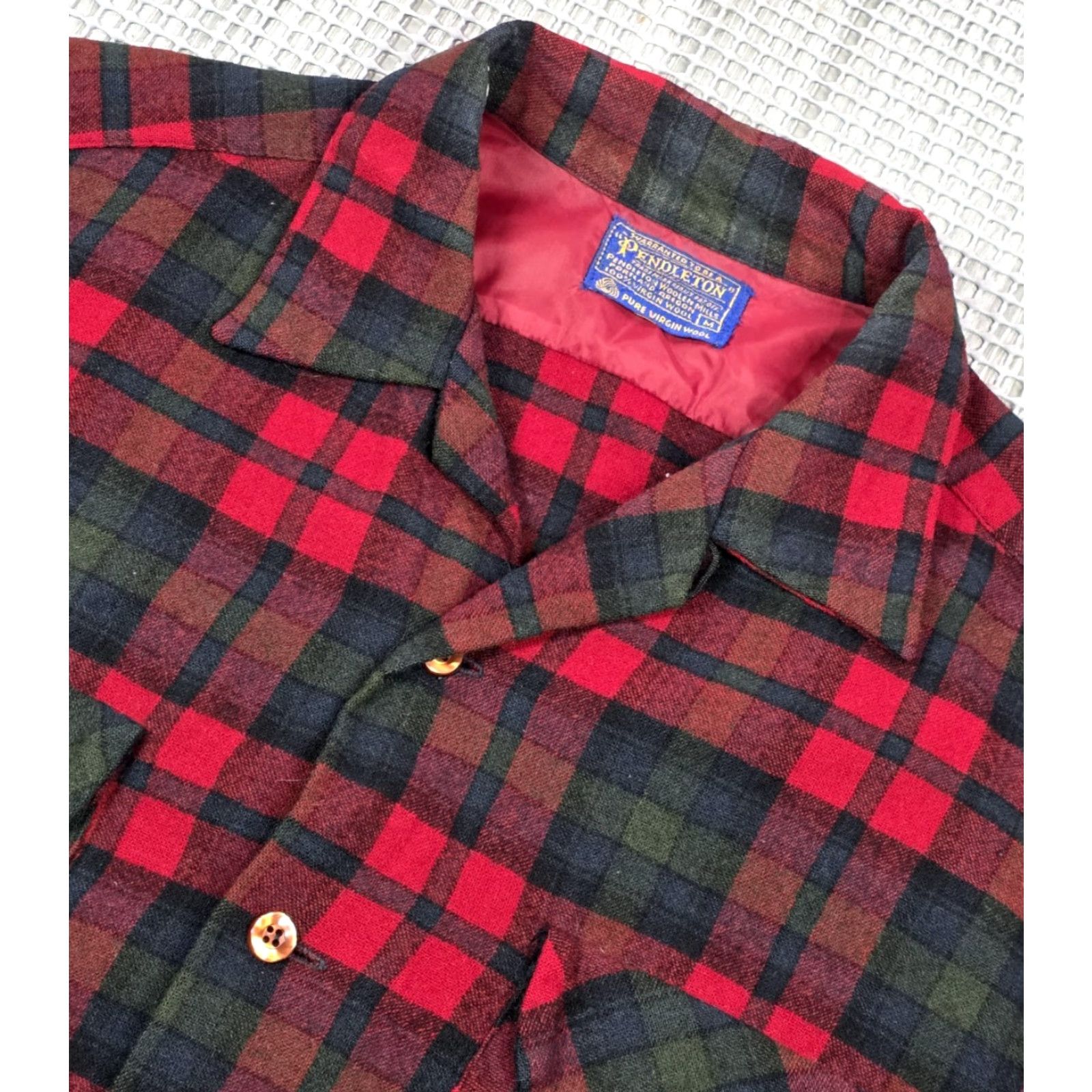 Pendleton VTG Pendleton Board Shirt Plaid Wool Flap Pockets Loop Collar Men's M Camp Shirt Size US M / EU 48-50 / 2 - 6 Thumbnail