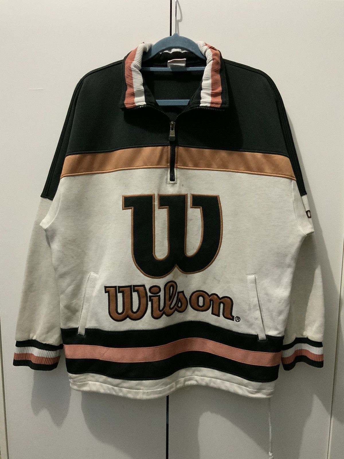 Vintage Wilson Half Zipper Big Logo Sweatshirt